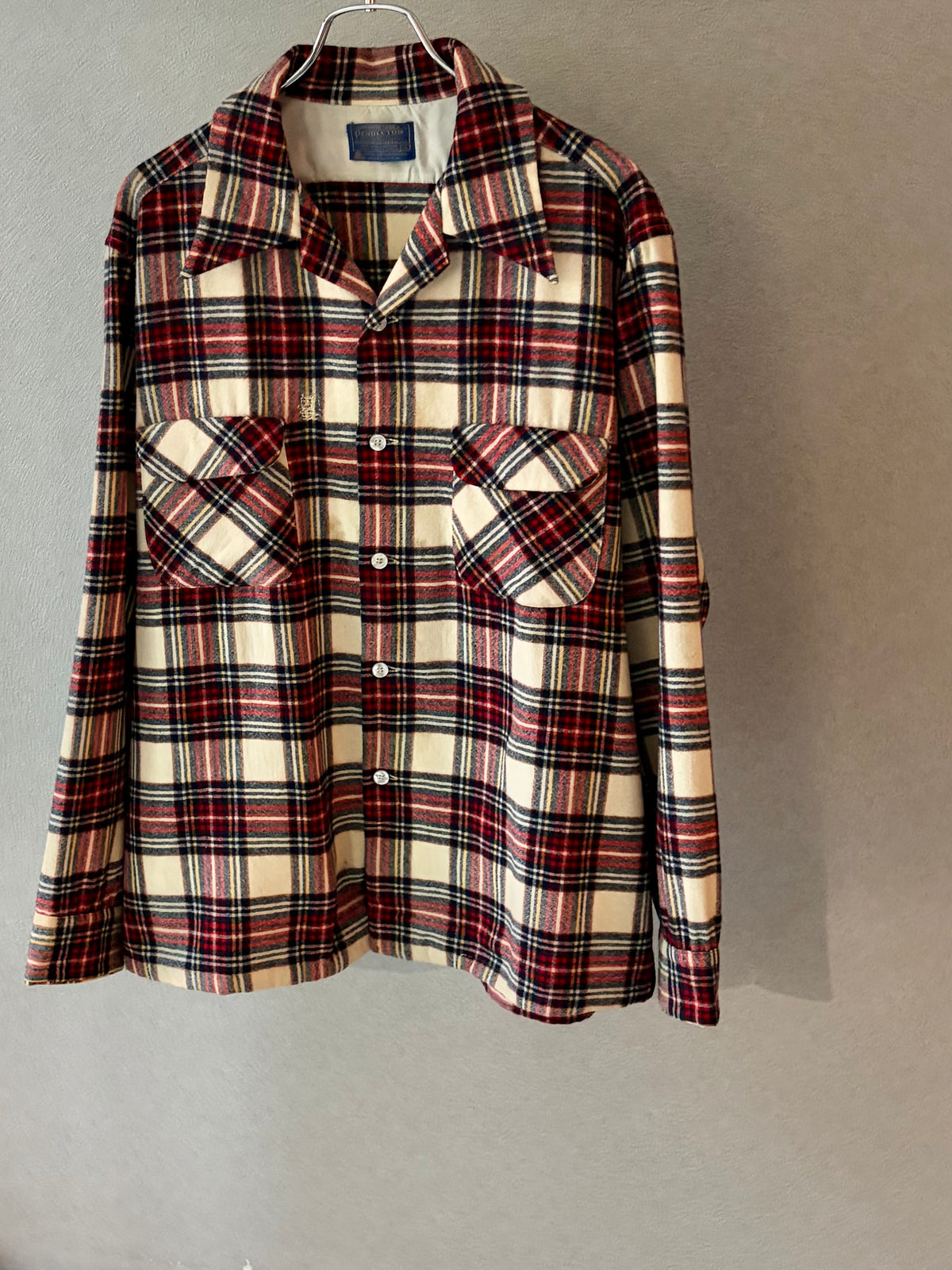 70's PENDLETON open coller wool shirt "Made in USA"