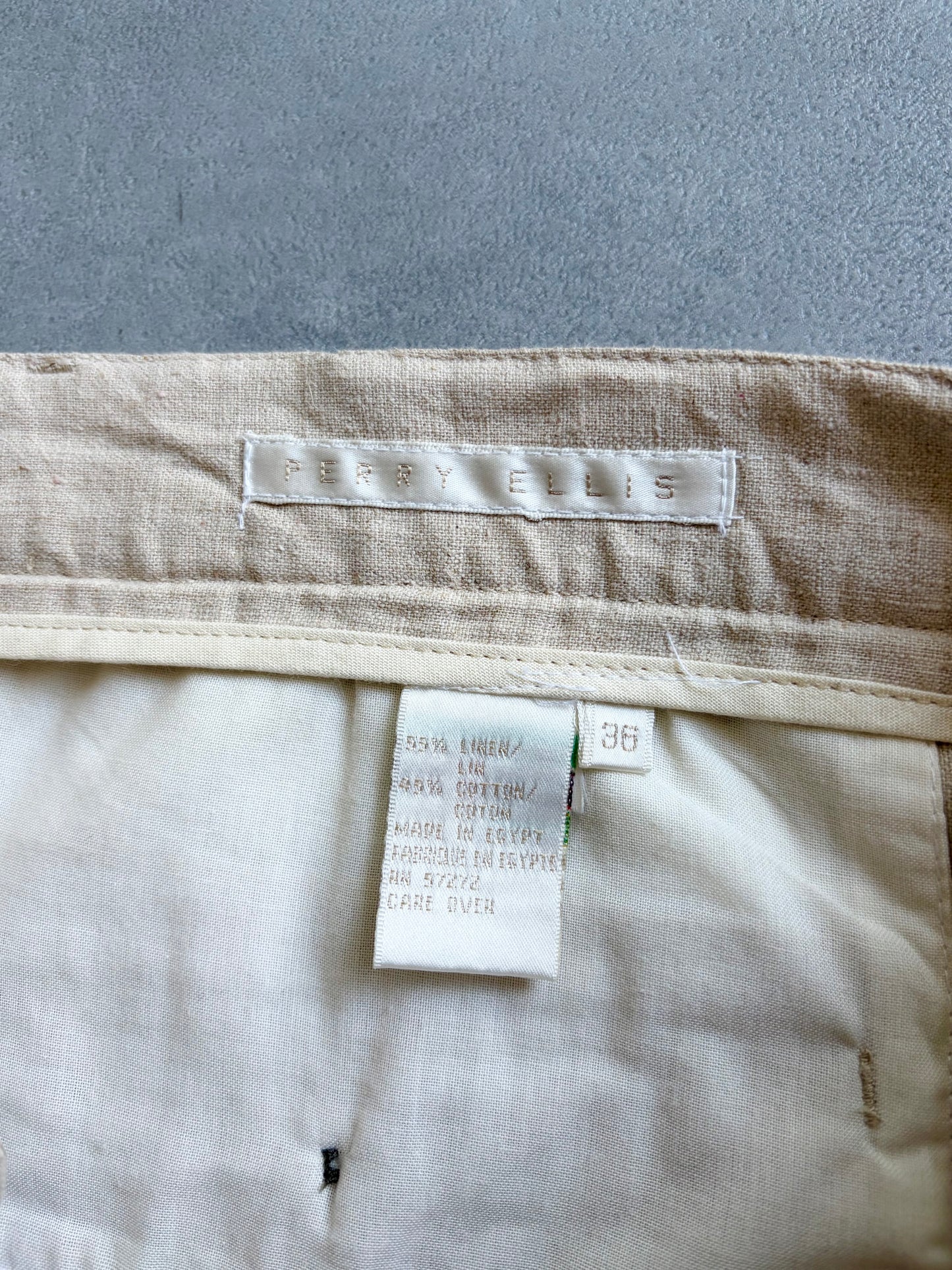 90's PERRY ELLIS linen×cotton slacks