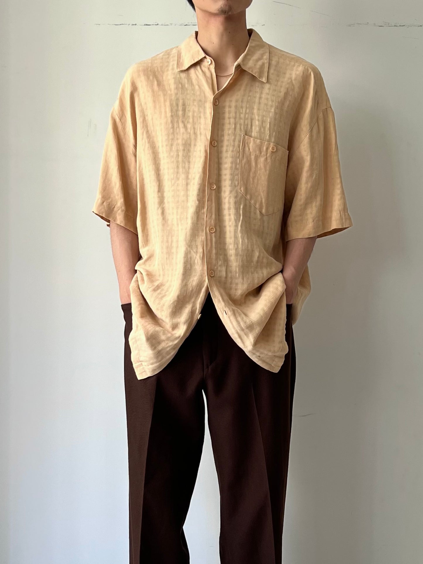 90's Norm Thompson silk × linen shirt