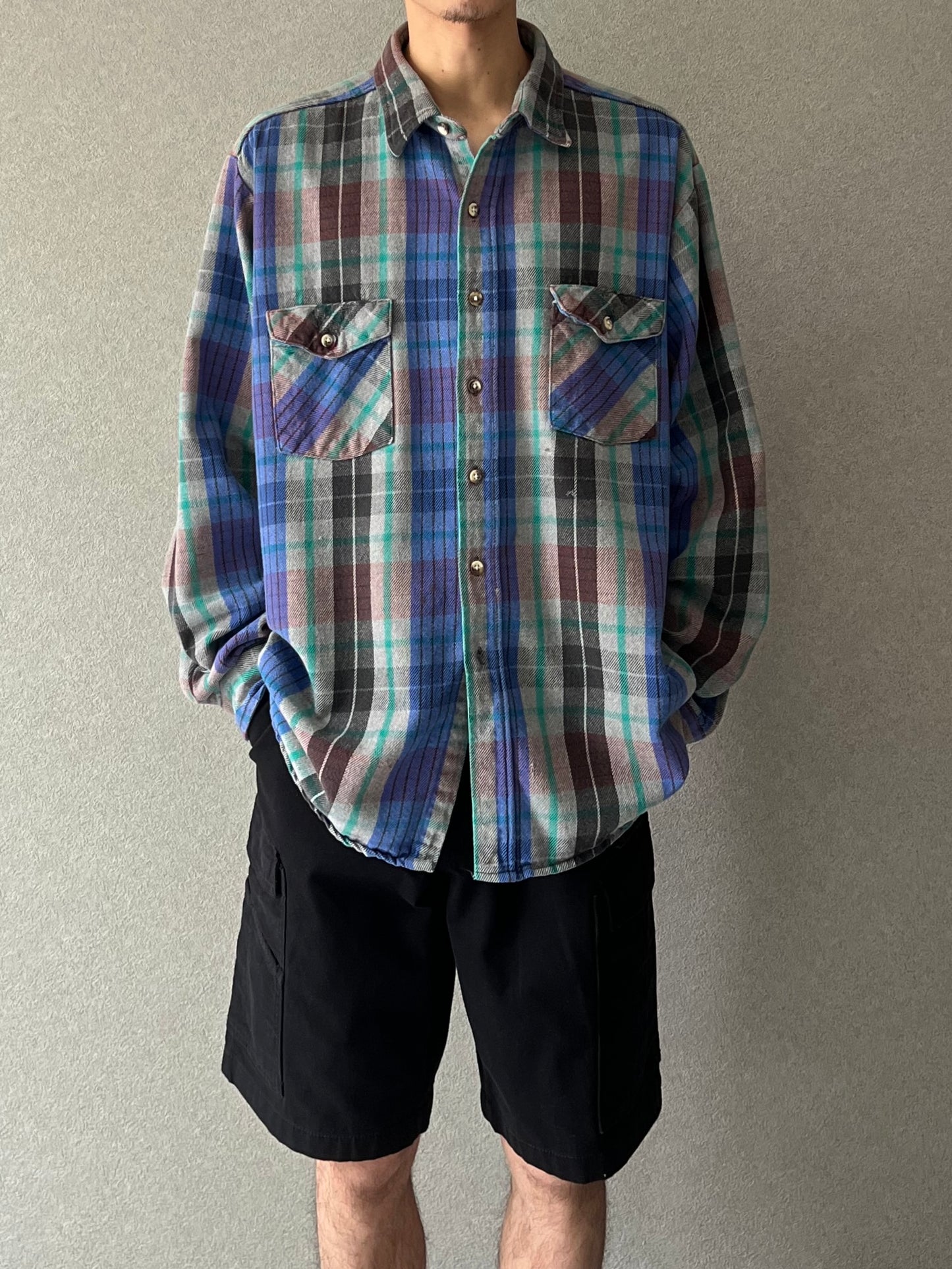 90's FIVE BROTHER flannel shirt