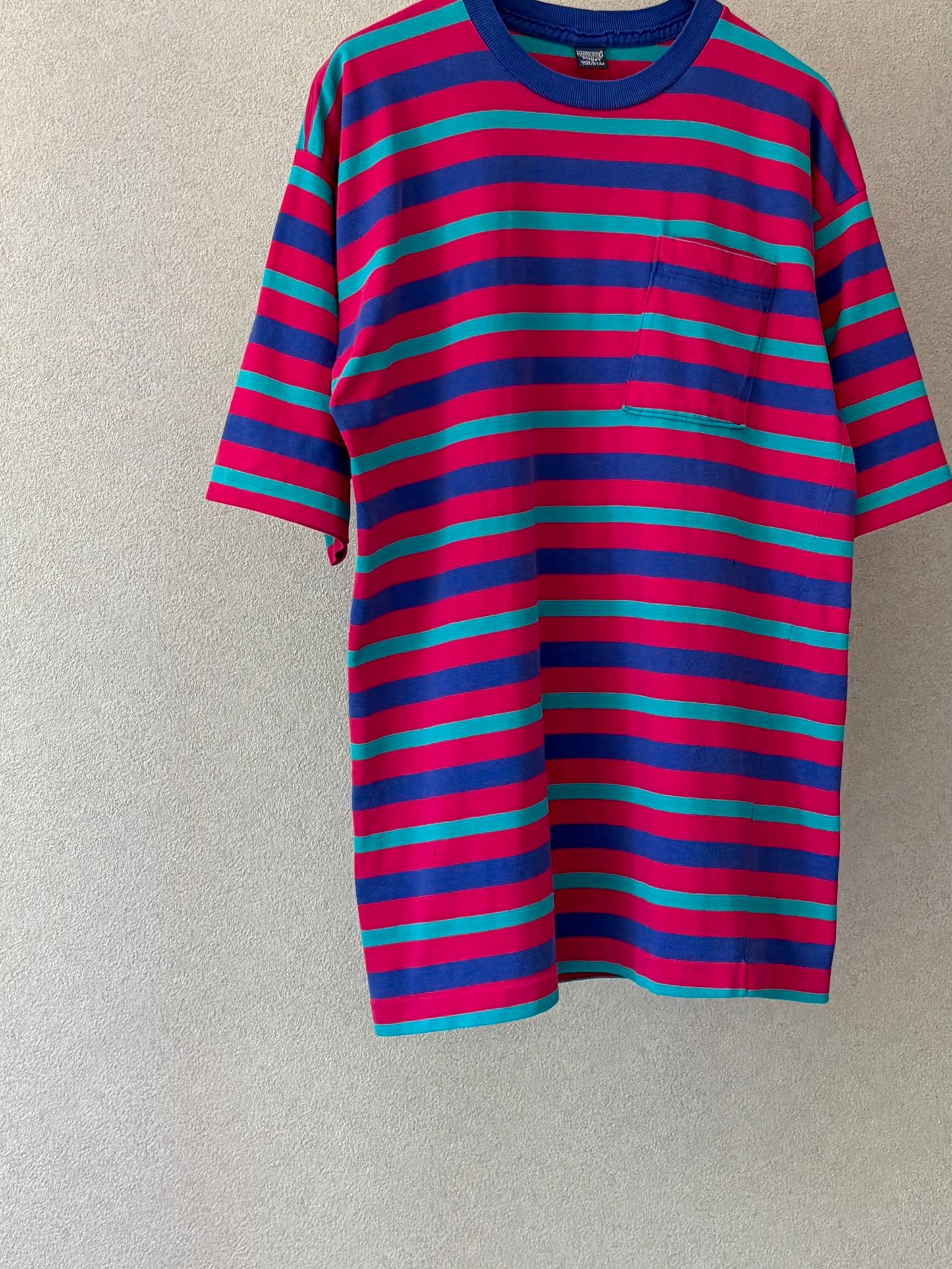 90's LAND’S END border t-shirt "Made in USA"