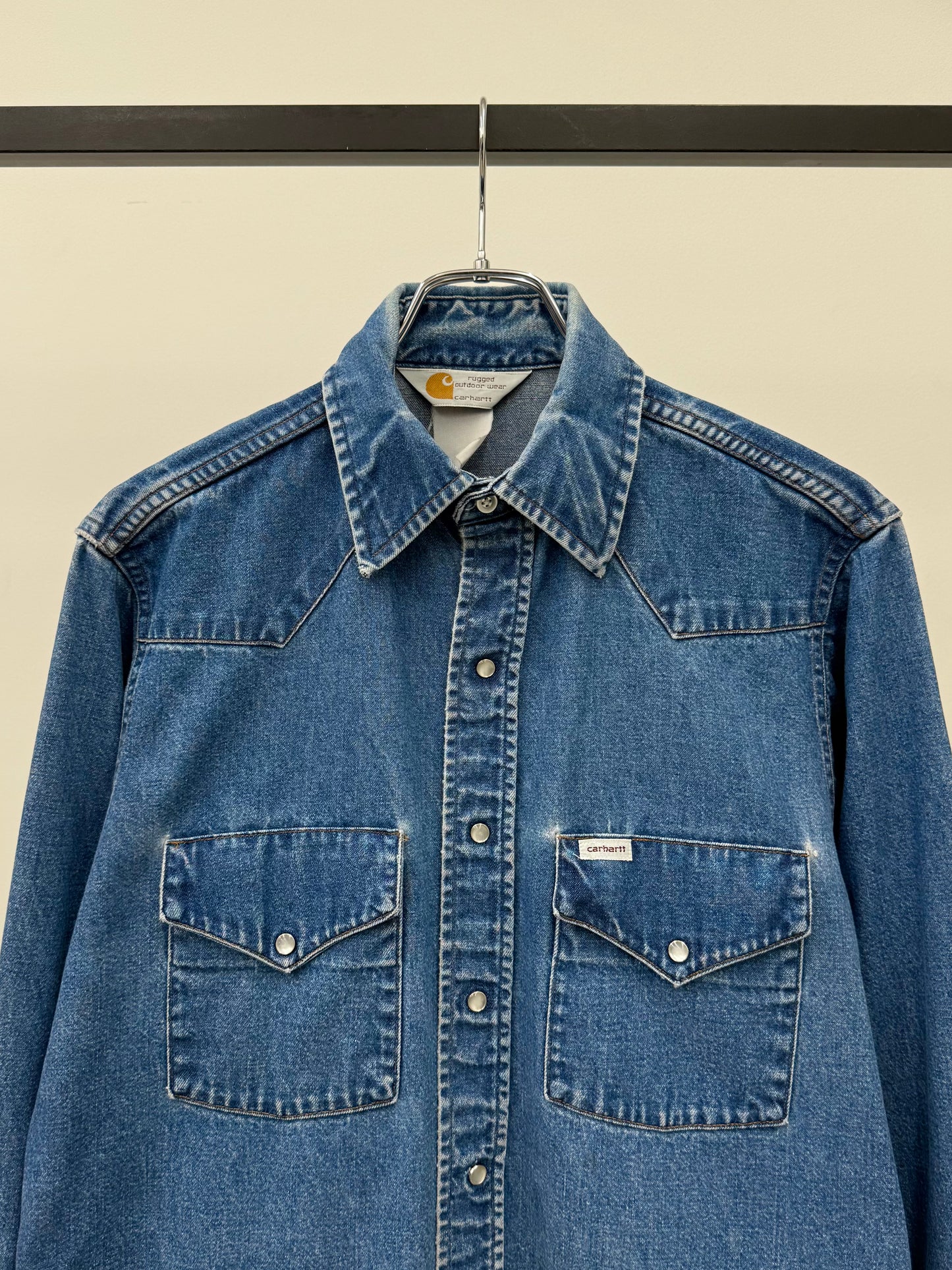 80's carhartt denim western shirt