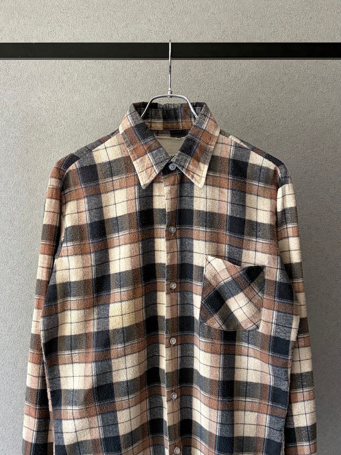 70's UNKNOWN print flannel shirt