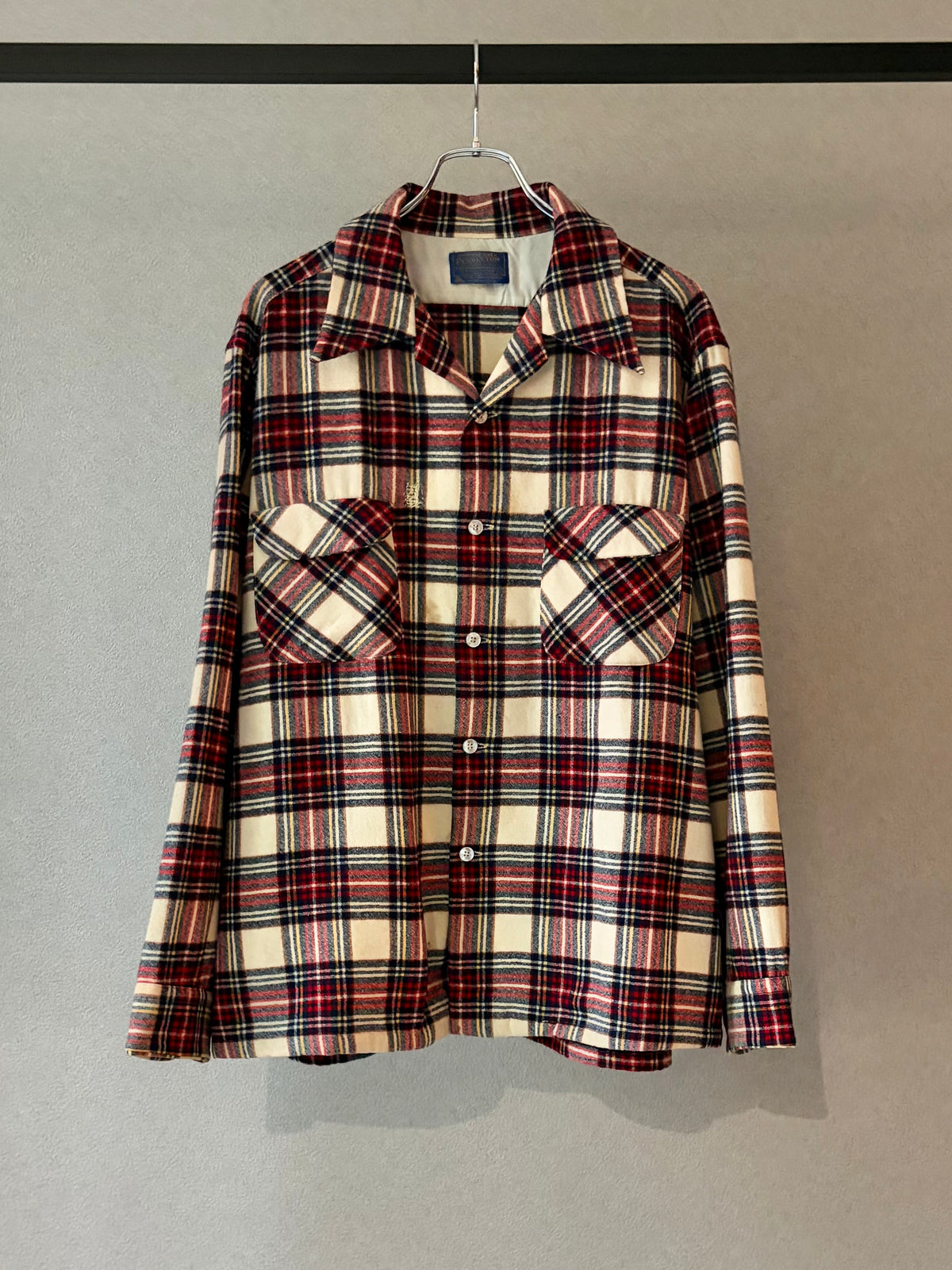 70's PENDLETON open coller wool shirt "Made in USA"