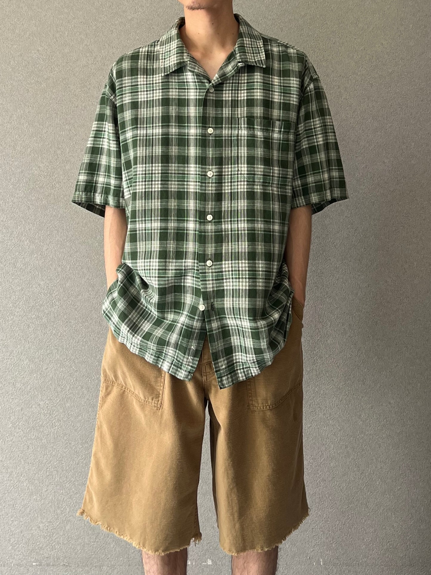 00's GAP linen × cotton open collar shirt