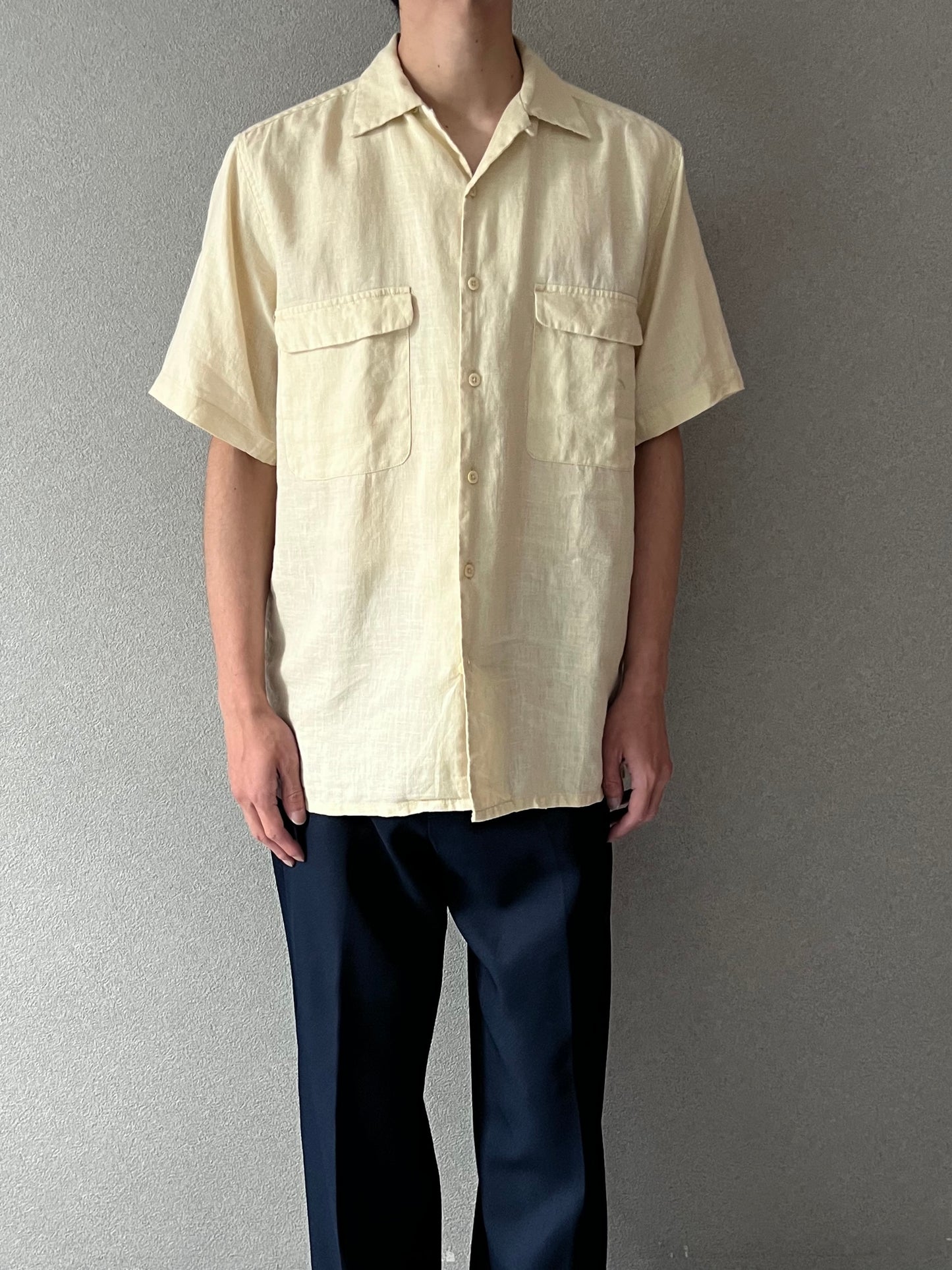 00's BRUNO open collar linen shirt