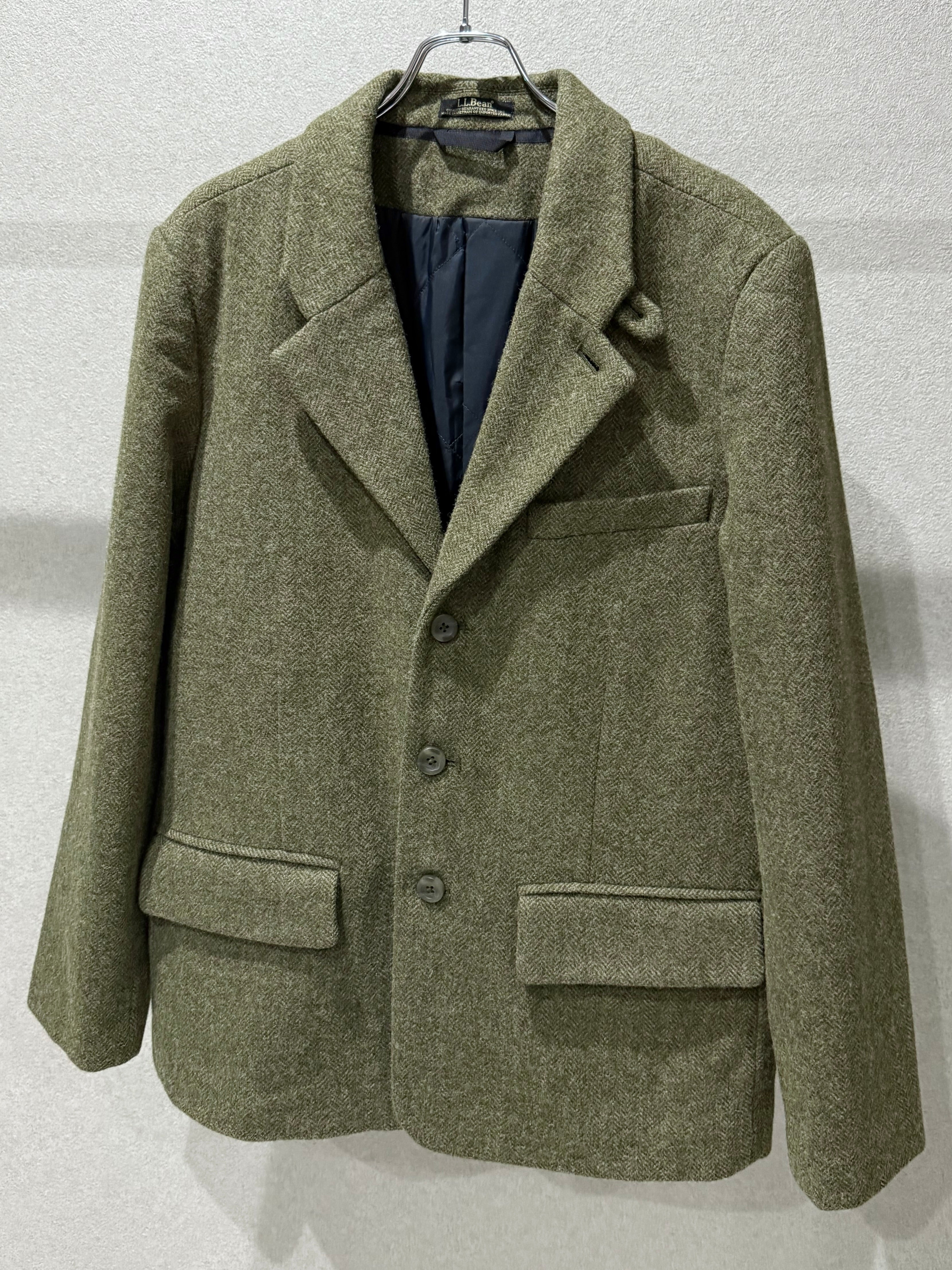 L.L.Beanウール テーラードジャケットカーキ　グリーン系サイズXL 00's L.L.Bean insulation tweed jacket – HARU CLOTHING STORE