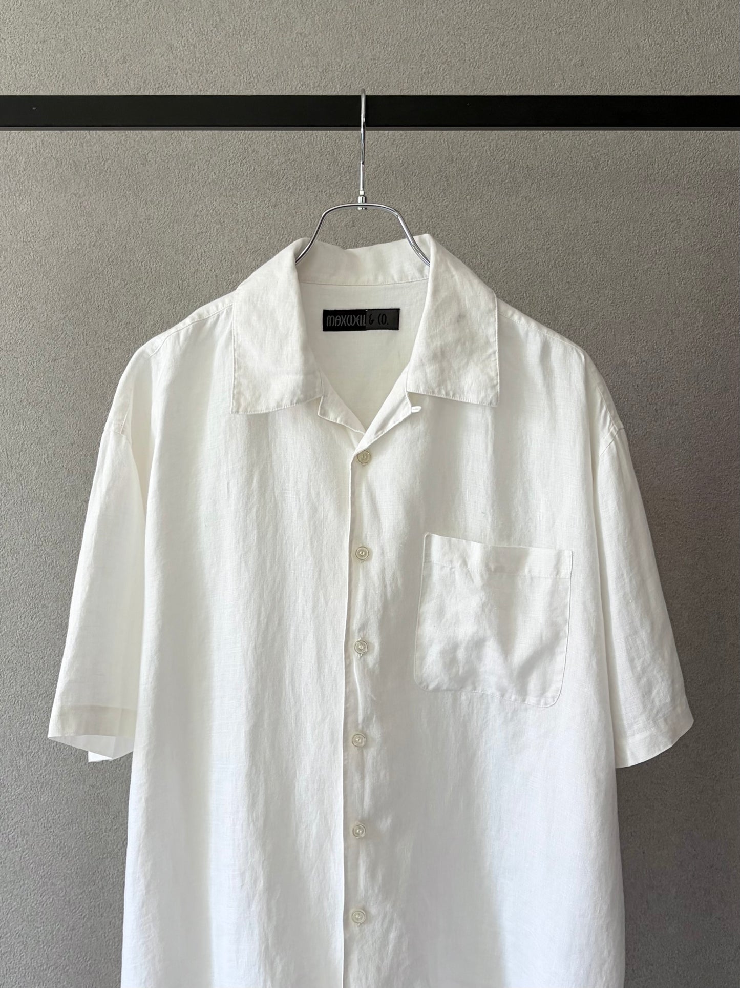 90's〜 maxwell & co. open collar linen shirt