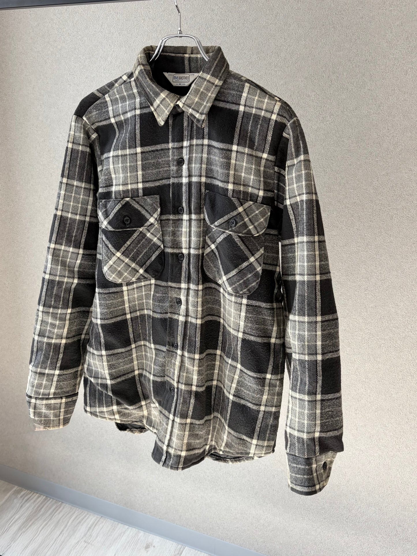 80's  FIVE BROTHER quilting flannel shirt "Made in USA"
