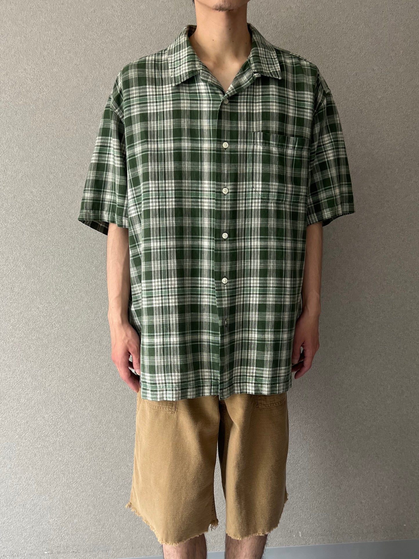 00's GAP linen × cotton open collar shirt