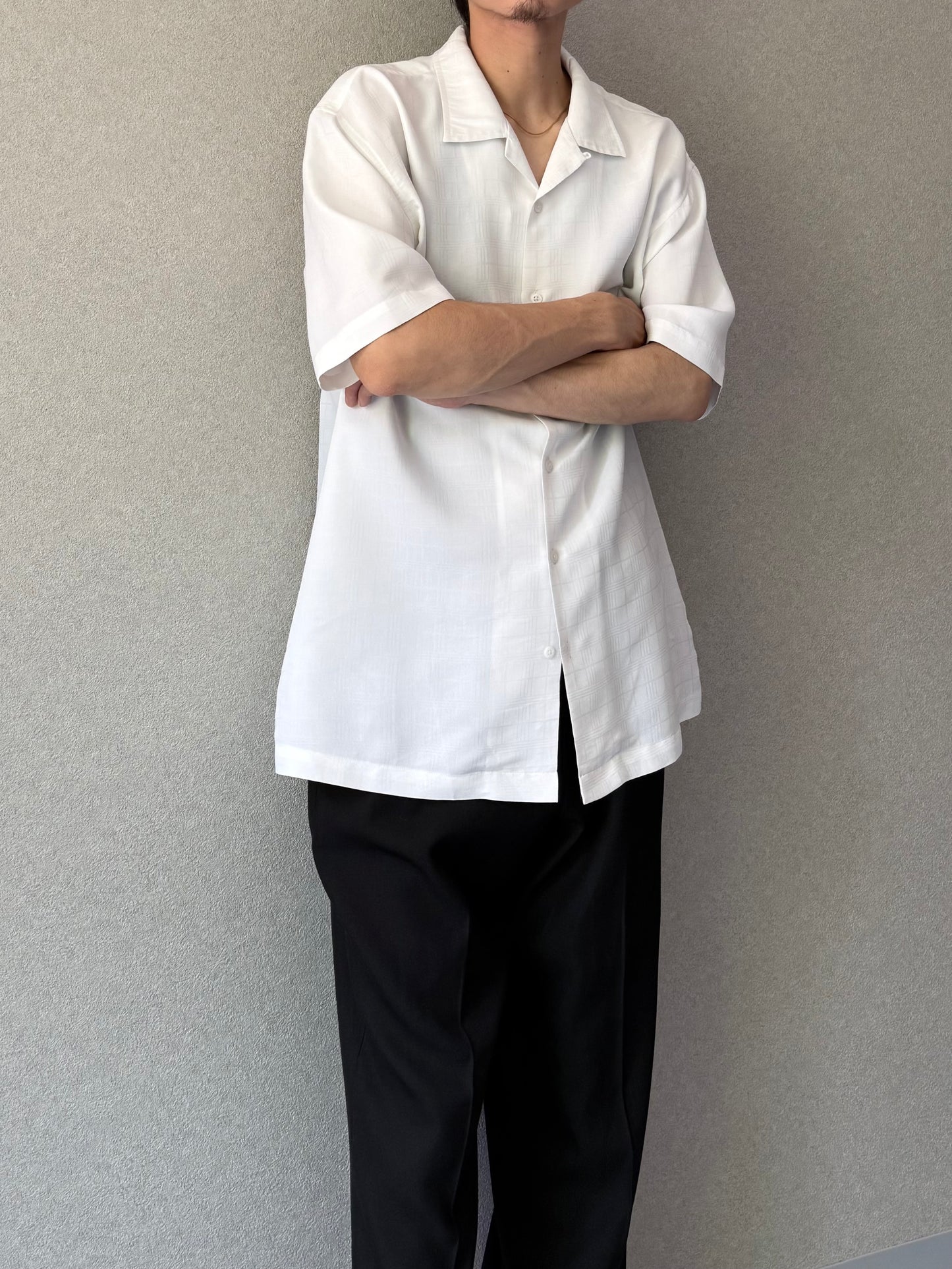 00's ALFANI open collar rayon shirt