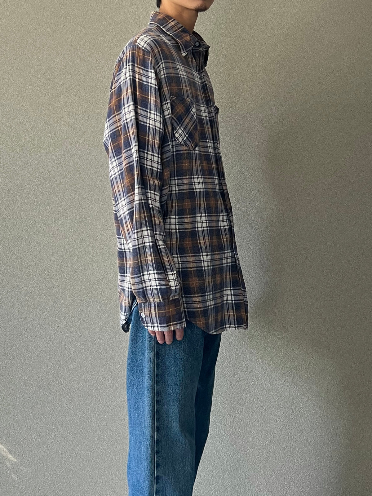 80's VALUE LINE print flannel shirt