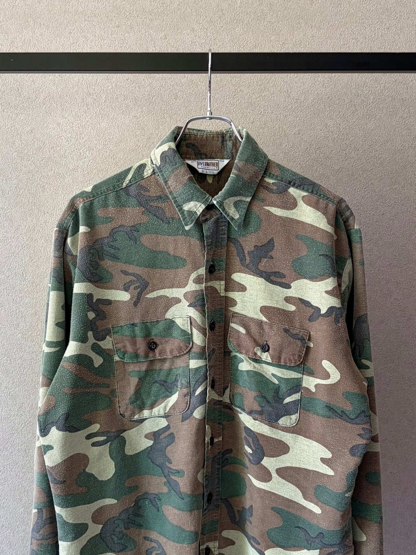 70's〜 FIVE BROTHER print flannel shirt "Made in USA"