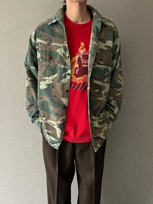 70's〜 FIVE BROTHER print flannel shirt "Made in USA"