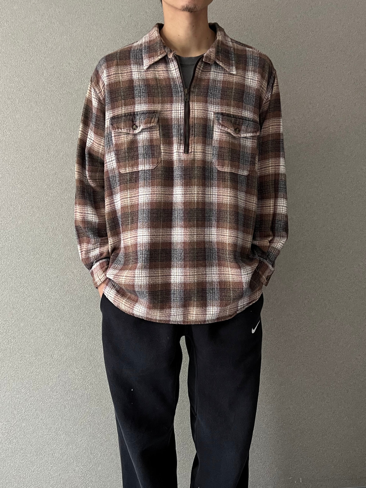 00's BASIC EDITIONS pullover flannel shirt