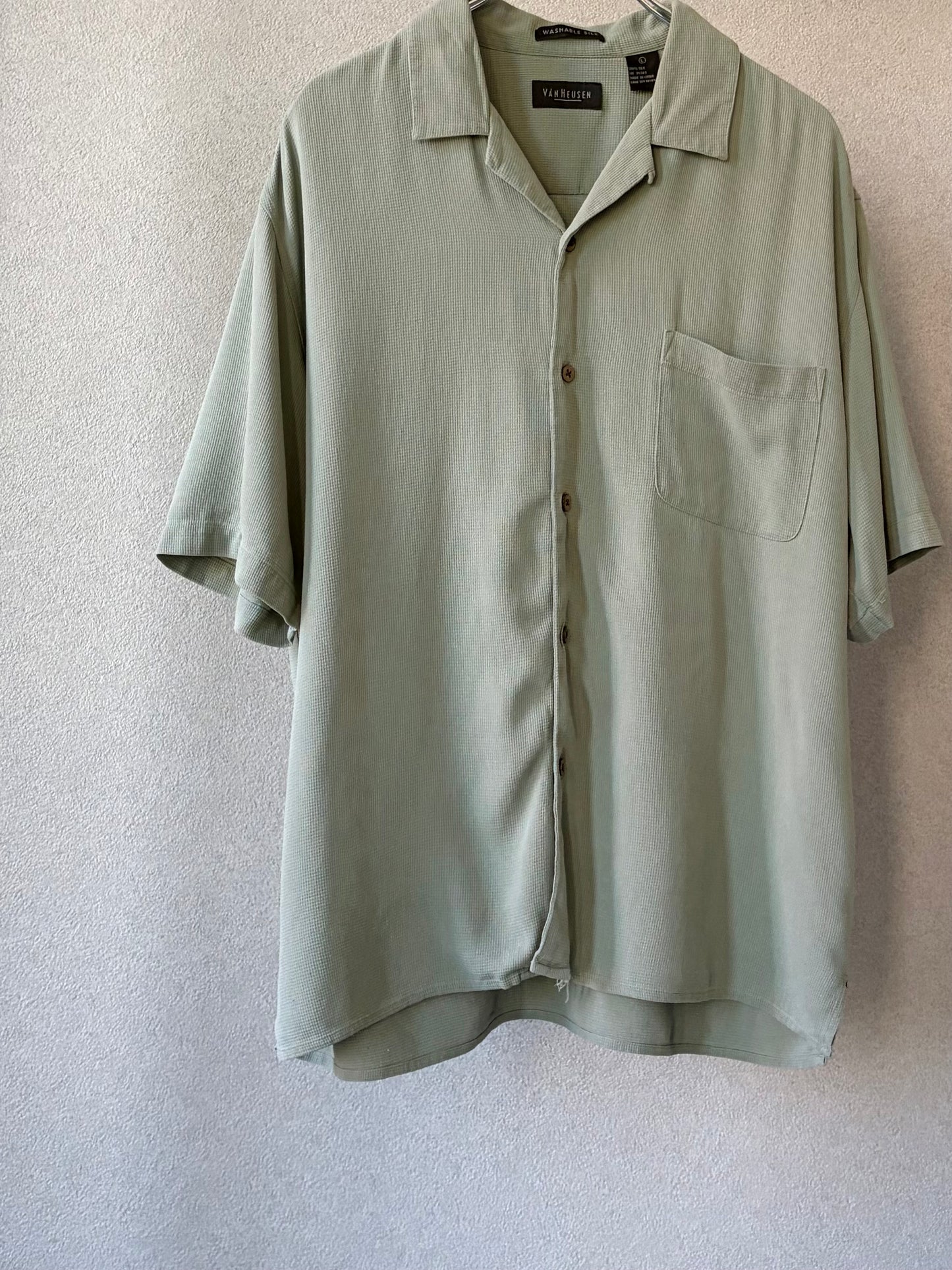 00's VAN HEUSEN open collar silk shirt