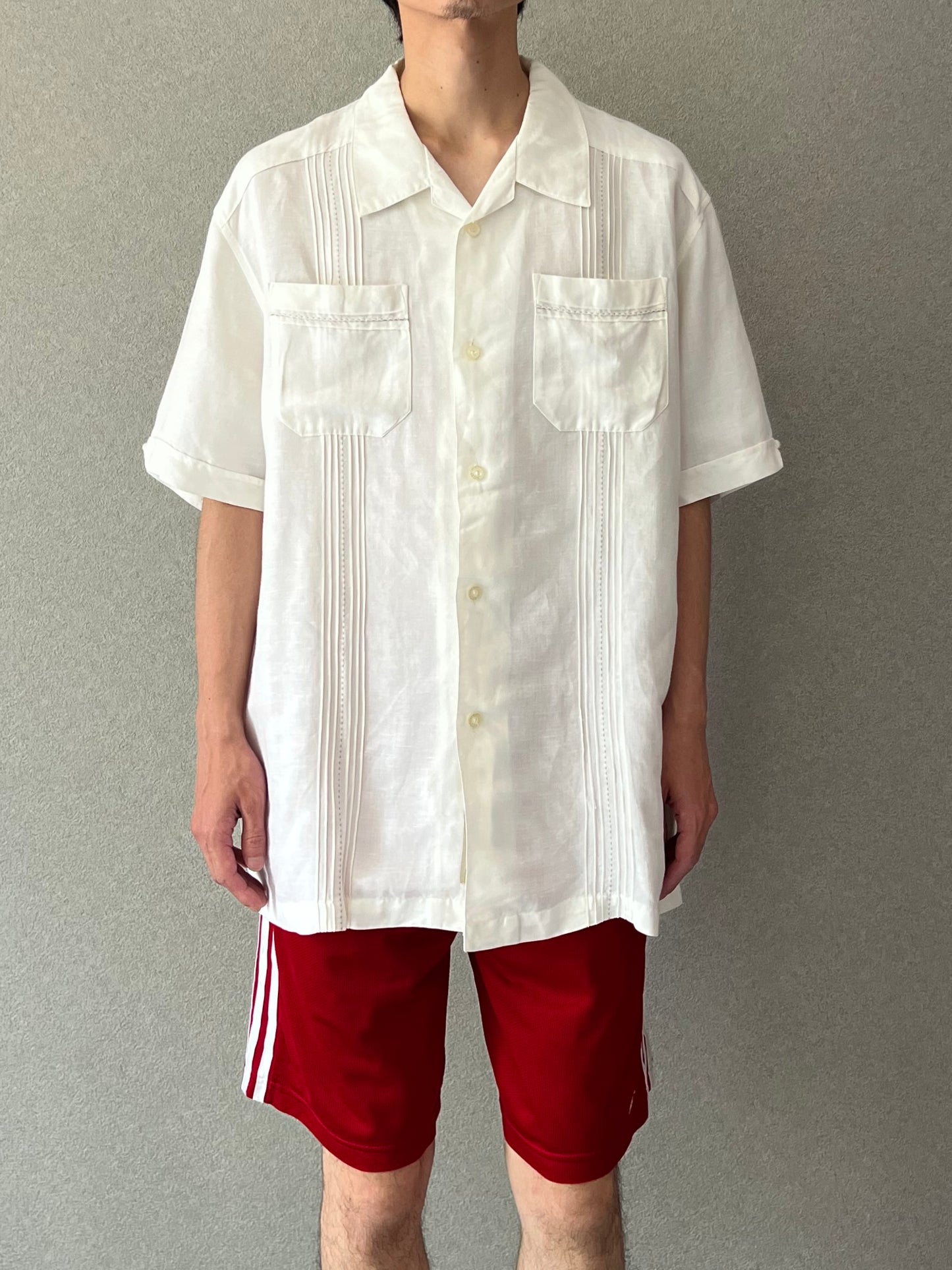 00's CUBAVERA open collar linen shirt