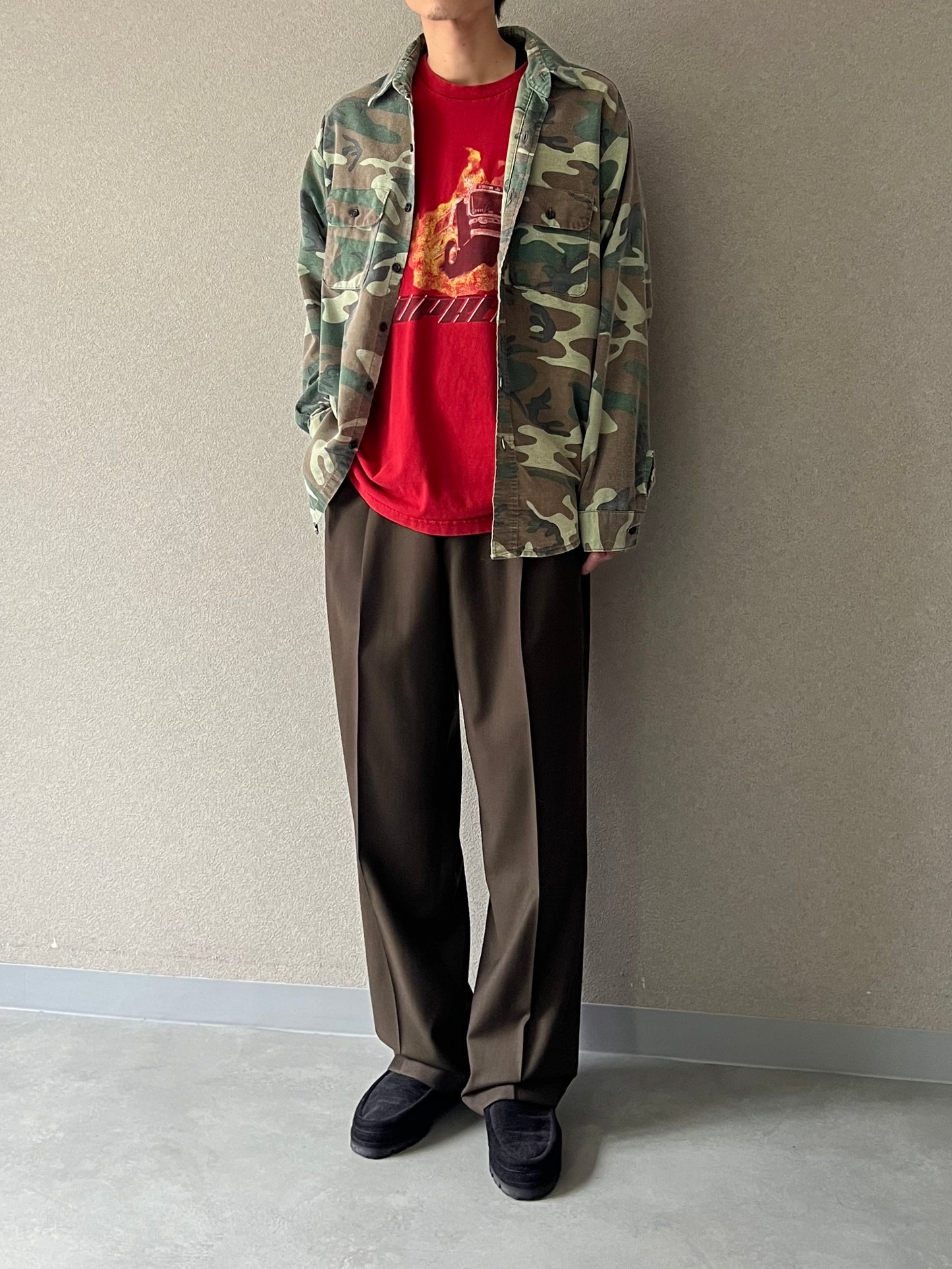 70's〜 FIVE BROTHER print flannel shirt "Made in USA"