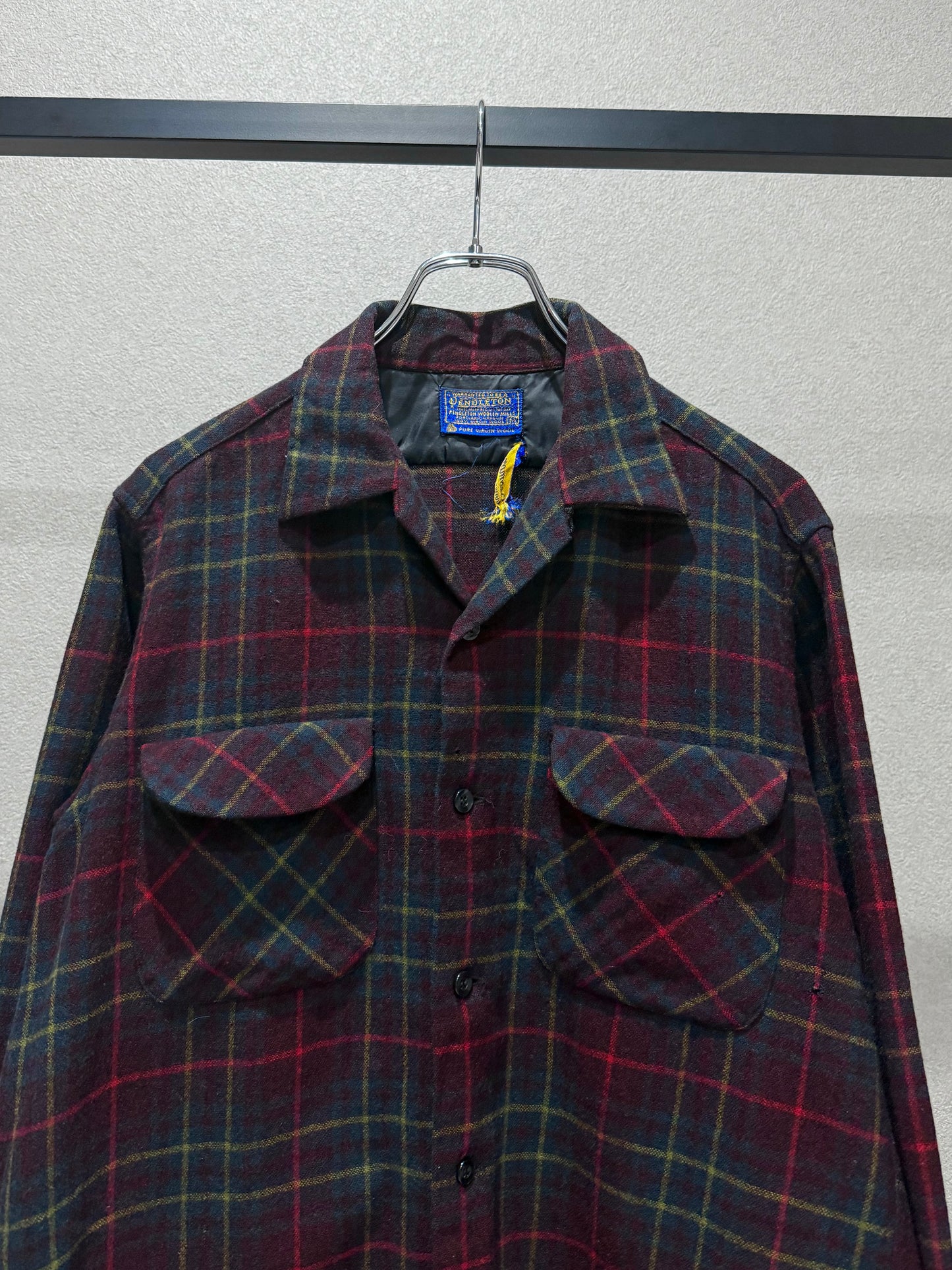 60's PENDLETON open collar wool shirts