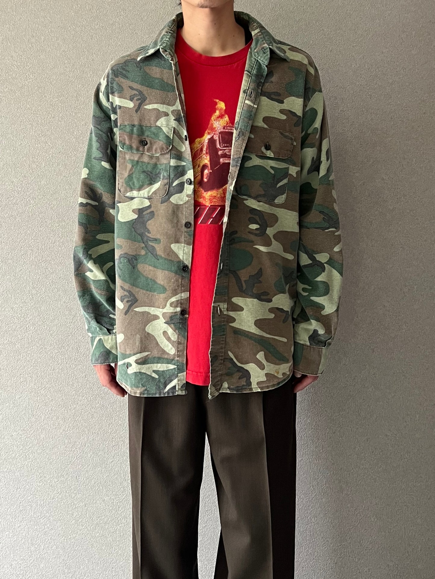 70's〜 FIVE BROTHER print flannel shirt "Made in USA"