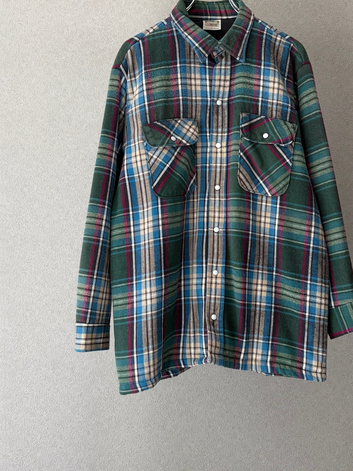 90's FIVE BROTHER quilting lining flannel shirt "Made in USA"