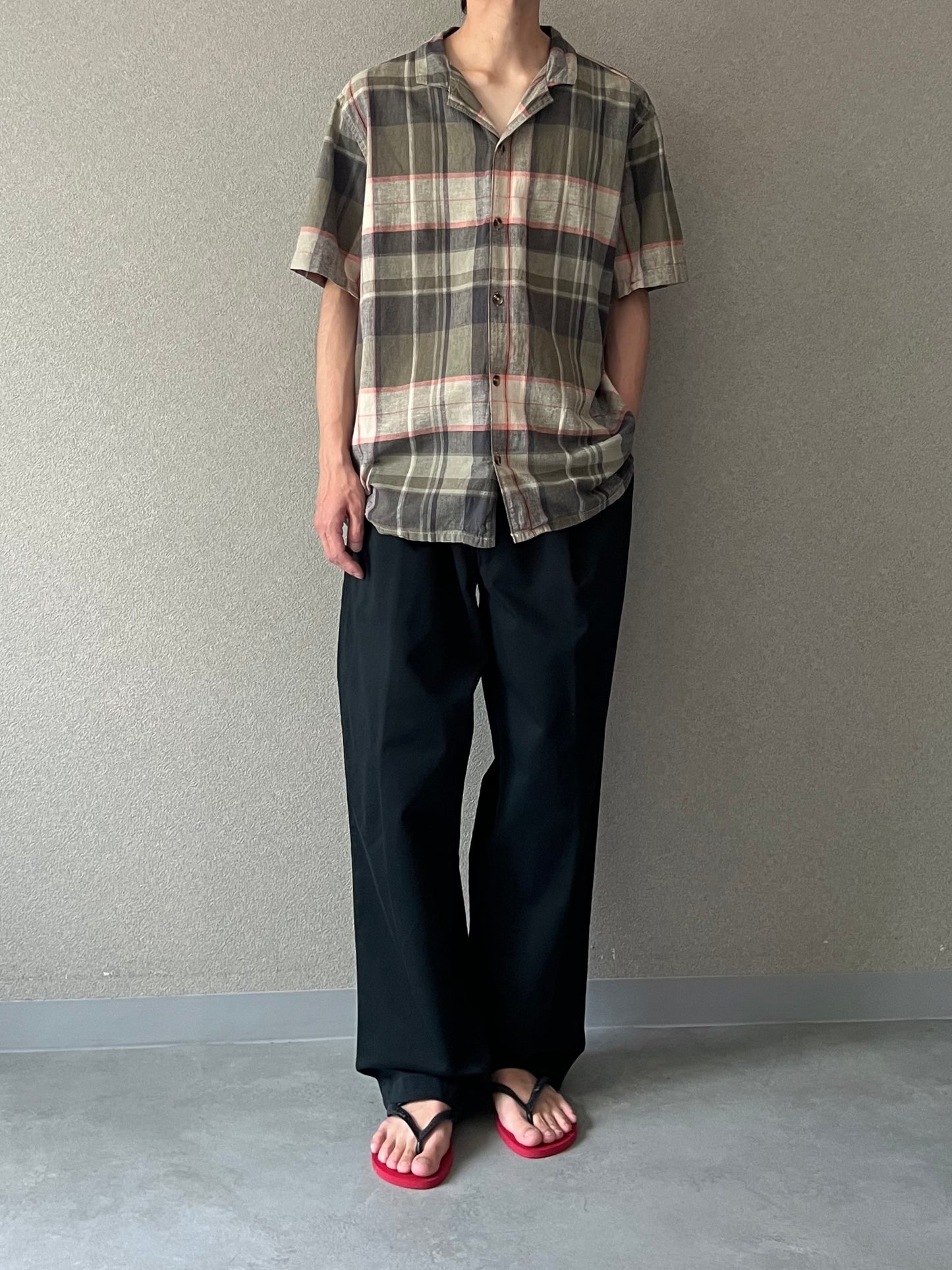 00's〜 OLD NAVY open collar linen shirt
