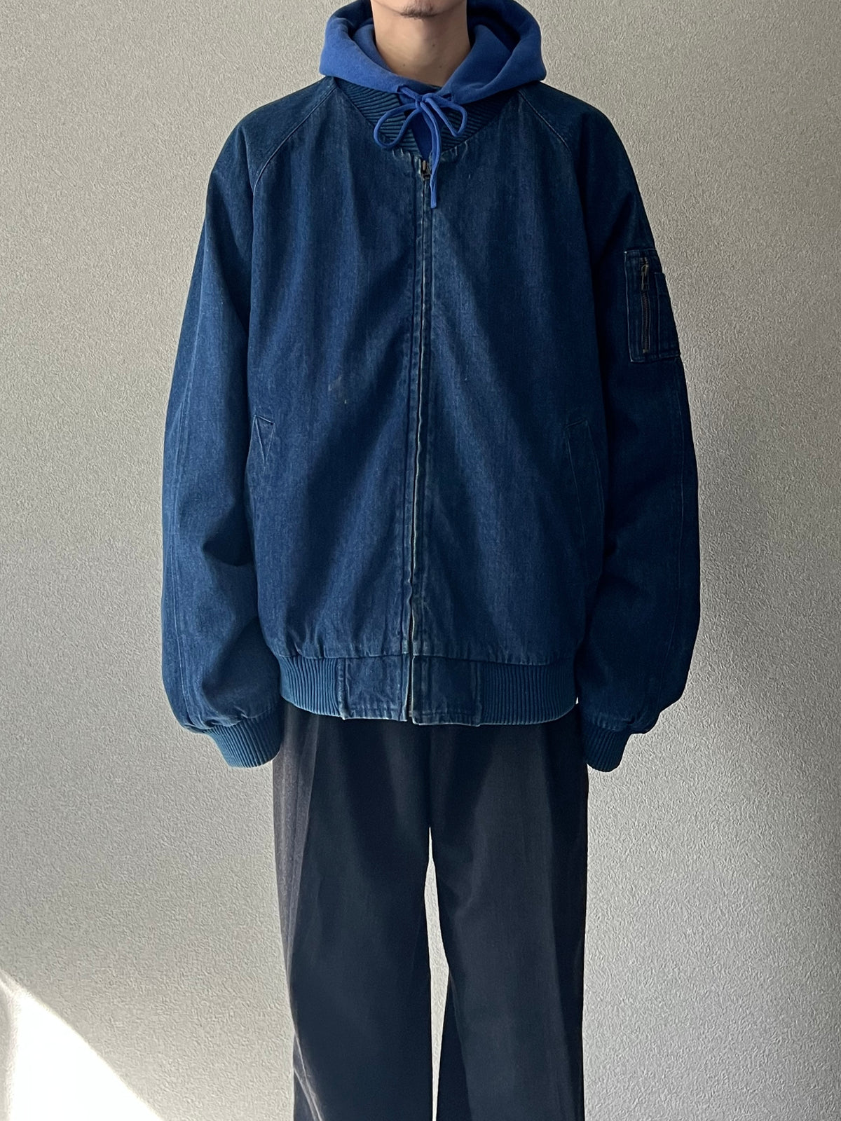 80's Eddie Bauer MA-1 style denim jacket