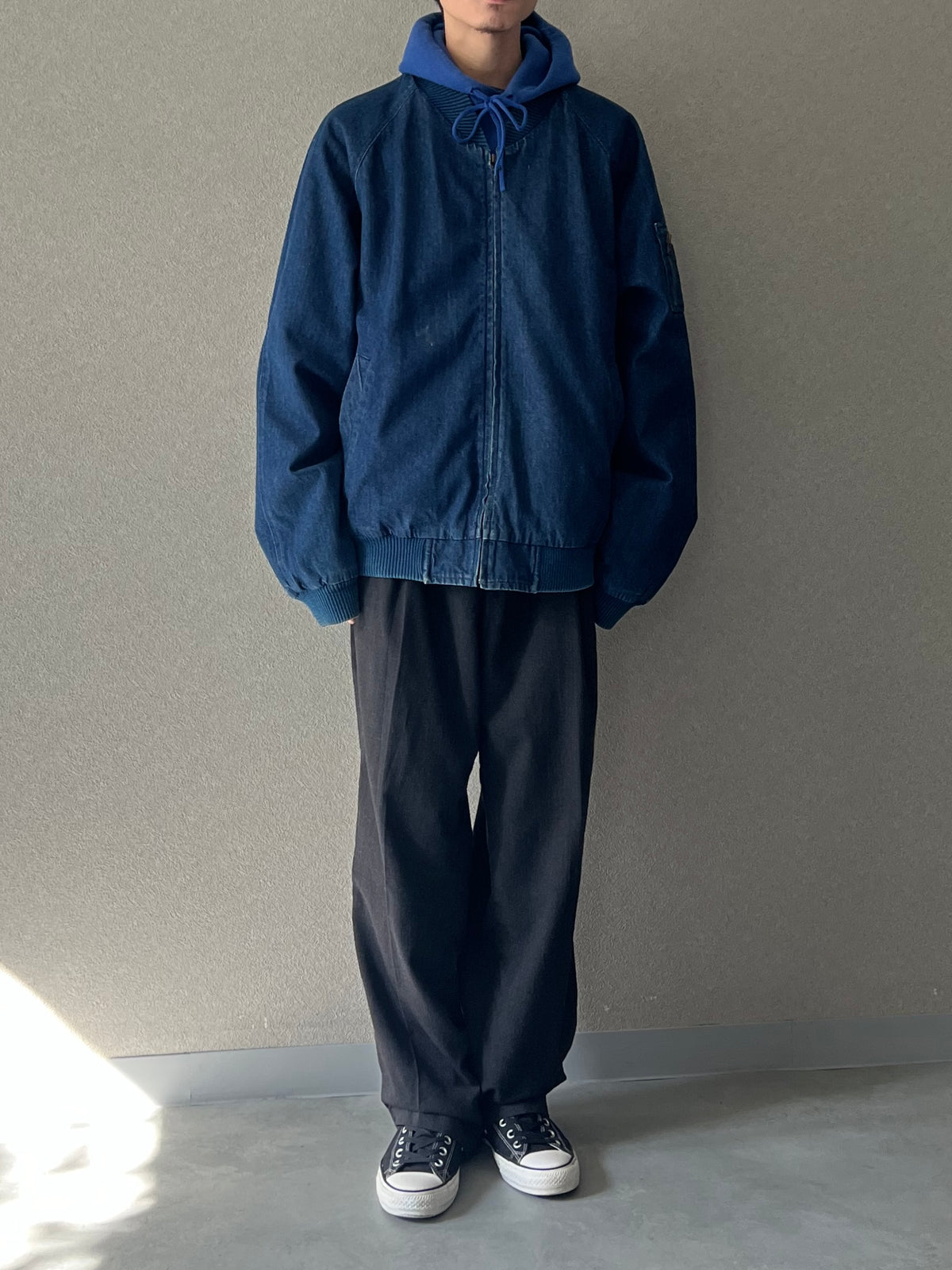 80's Eddie Bauer MA-1 style denim jacket