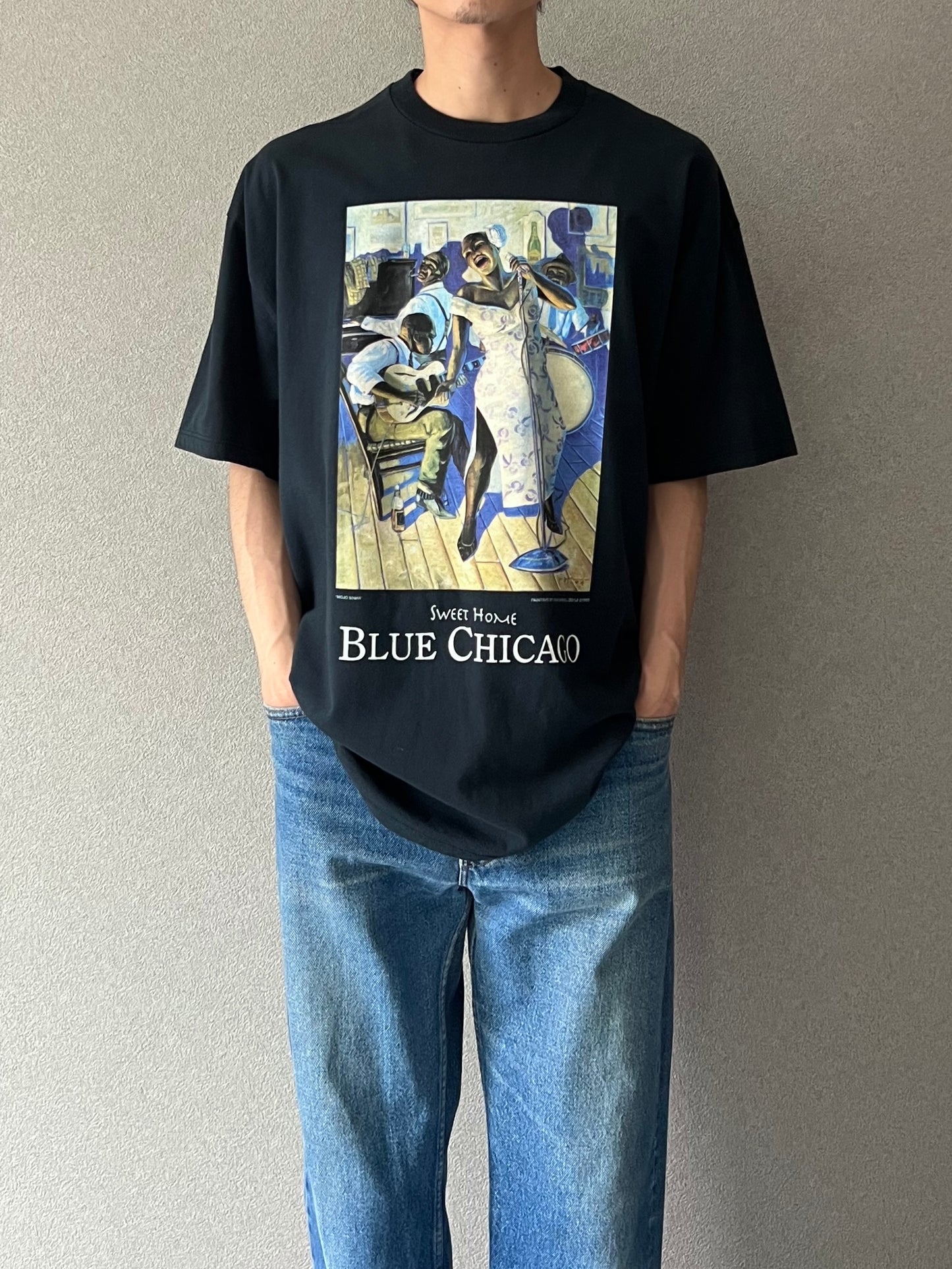 90's〜 BLUE CHICAGO art t-shirt