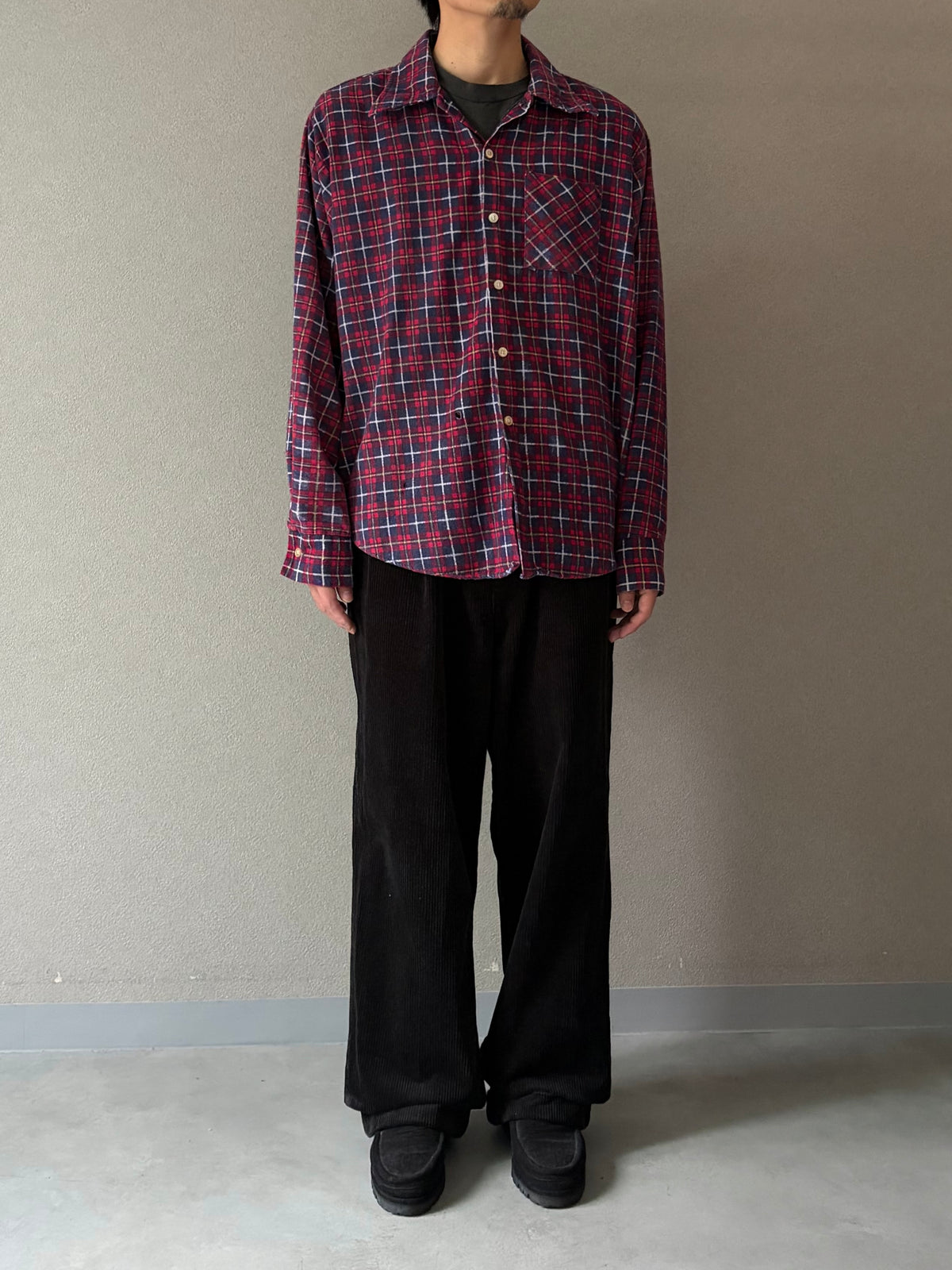 70's ERIC DAMON print flannel shirt