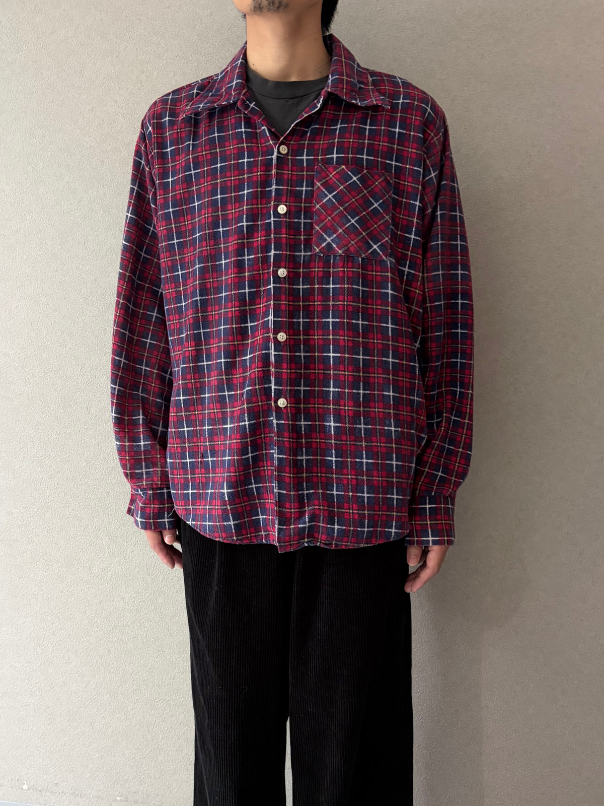 70's ERIC DAMON print flannel shirt