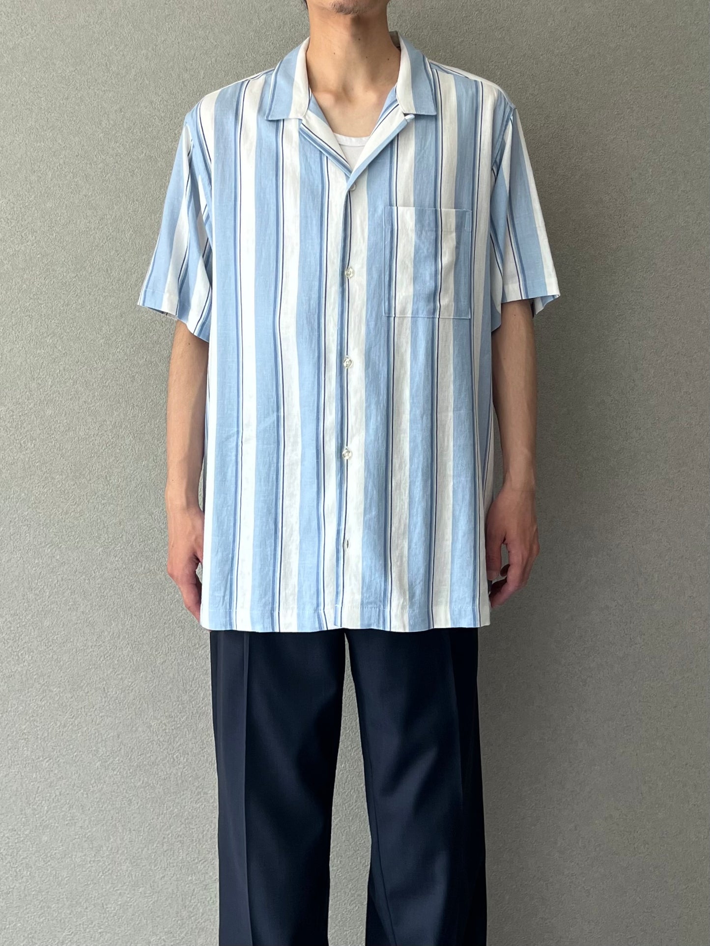 00's GAP linen×rayon  open collar shirt