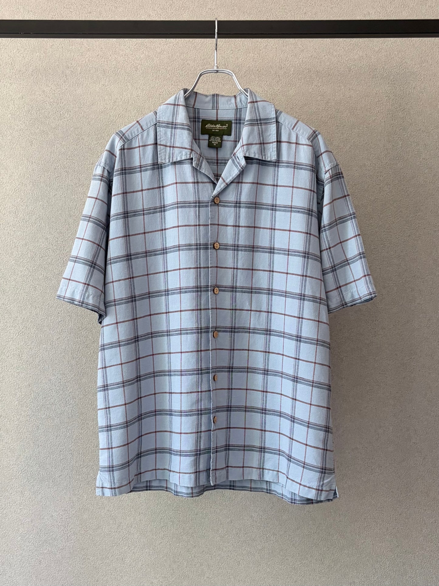 00's Eddie Bauer open collar linen×cotton shirt