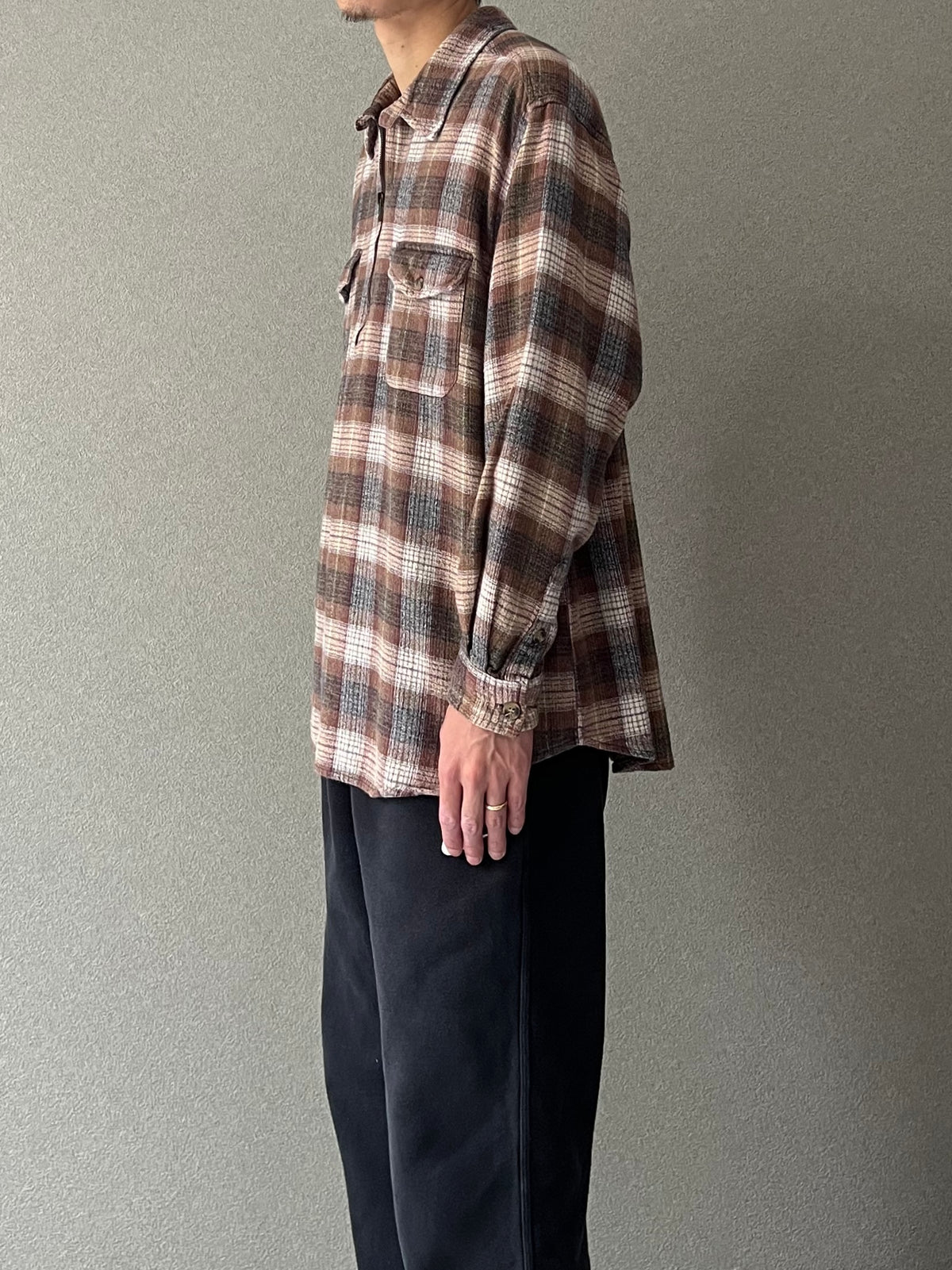 00's BASIC EDITIONS pullover flannel shirt