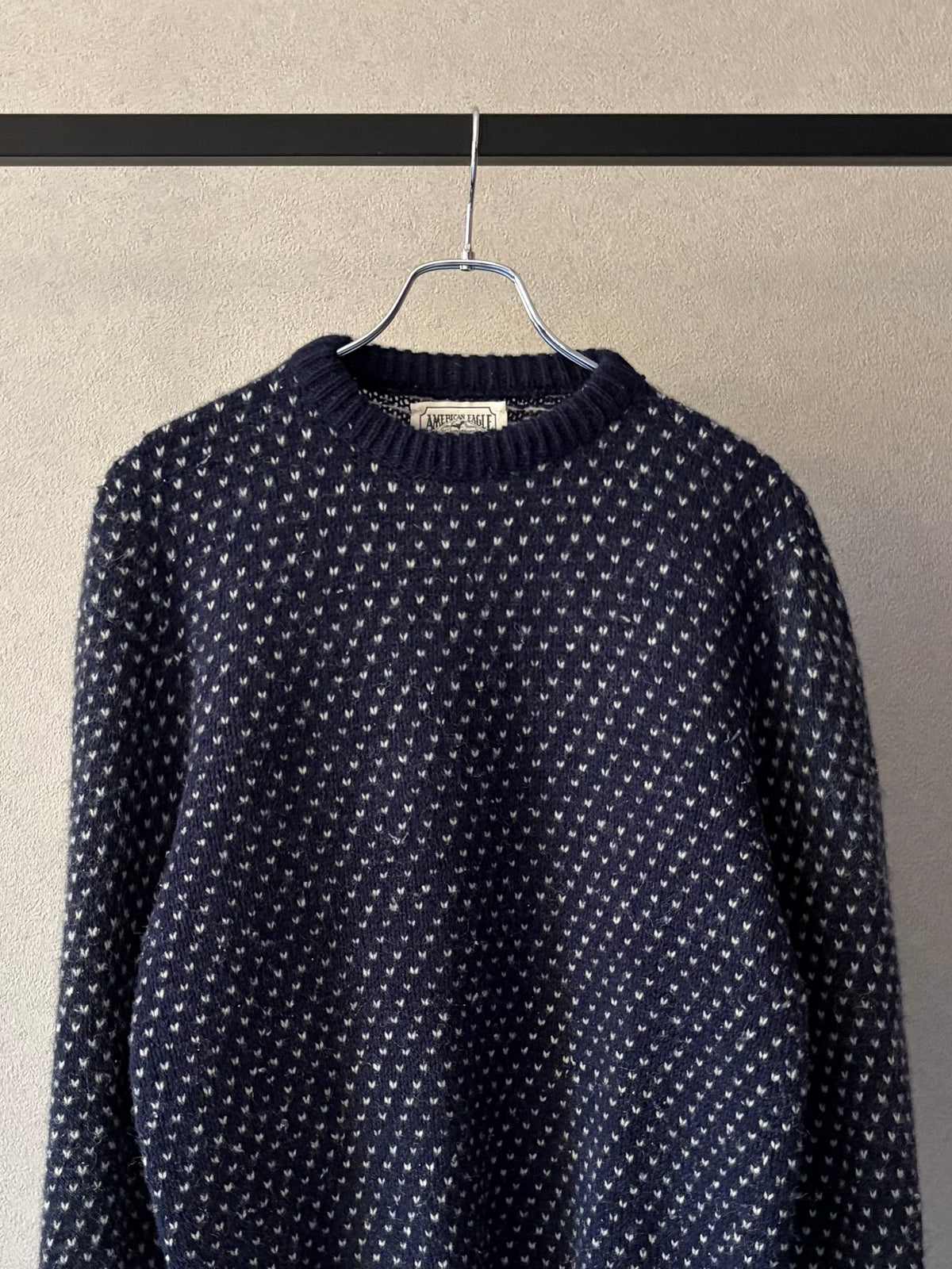 80's AMERICAN EAGLE birds eye knit sweater "Made in USA"