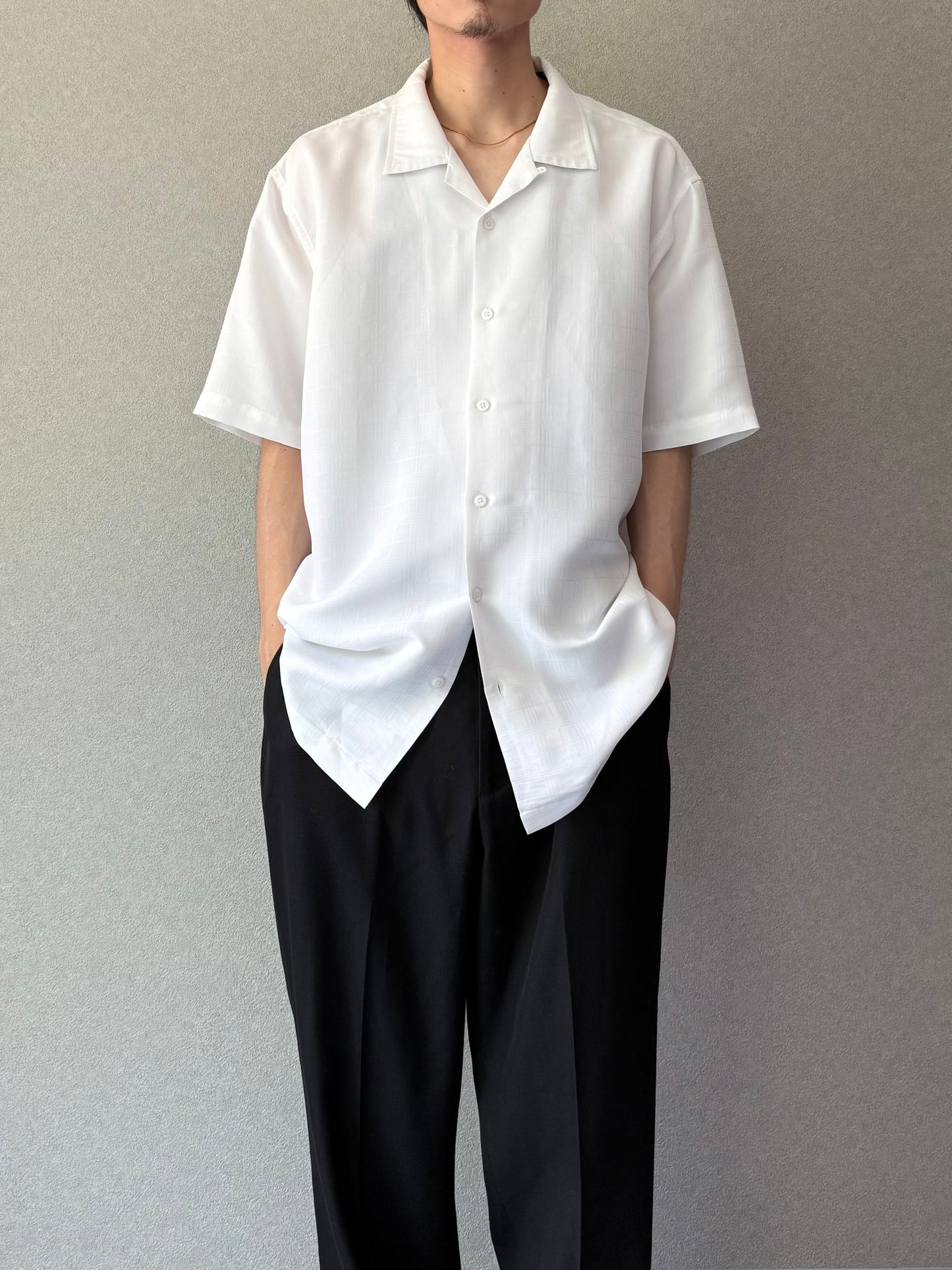 00's ALFANI open collar rayon shirt