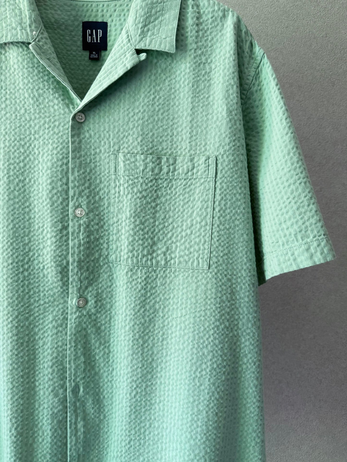 00's GAP seersucker open collar shirt