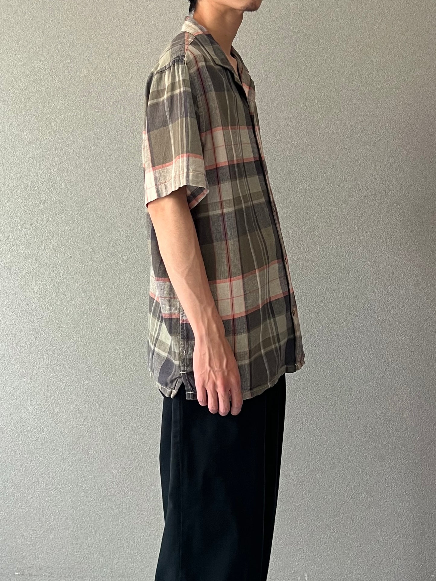 00's〜 OLD NAVY open collar linen shirt