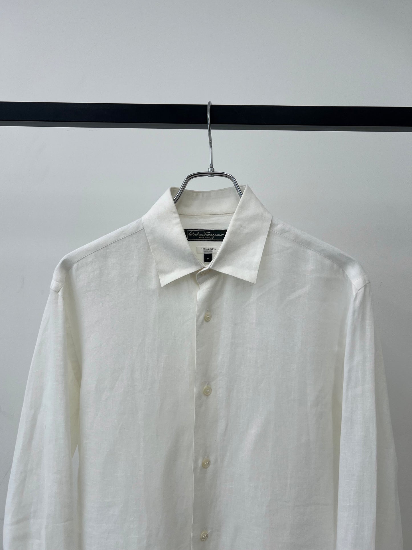 00's Salvatore Ferragamo linen shirt "Made in ITALY"