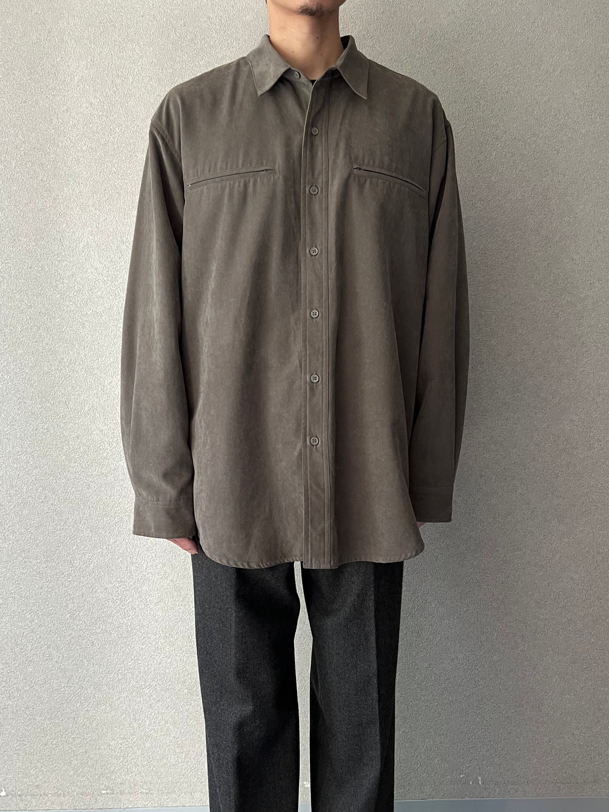 00's KNIGHTSBRIDGE faux suede shirt