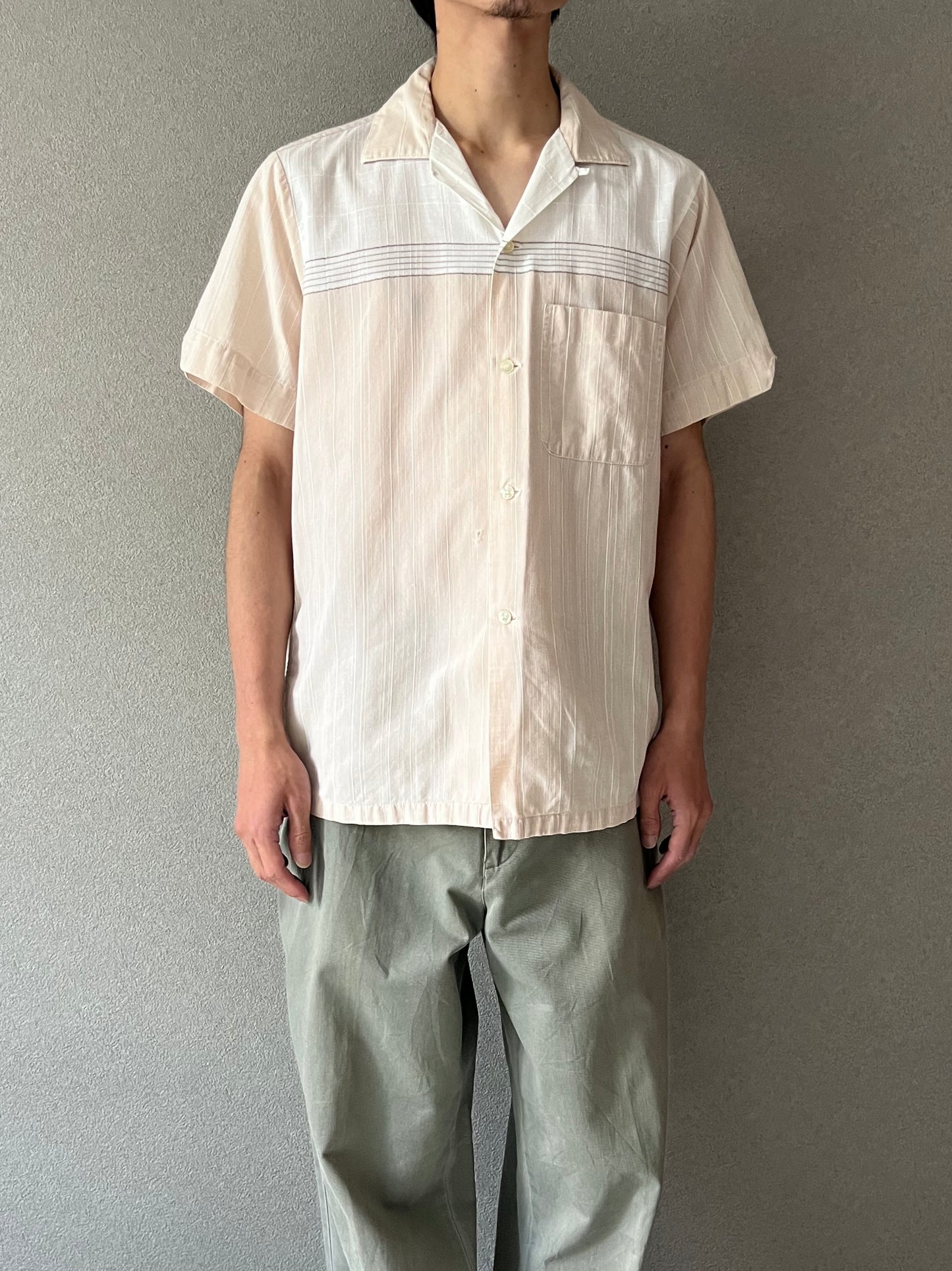 60's ARROW vintage open collar shirt "Made in USA"
