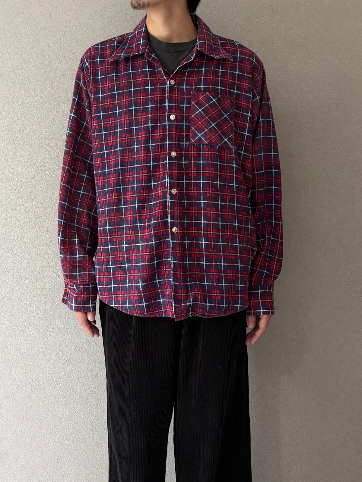 70's ERIC DAMON print flannel shirt