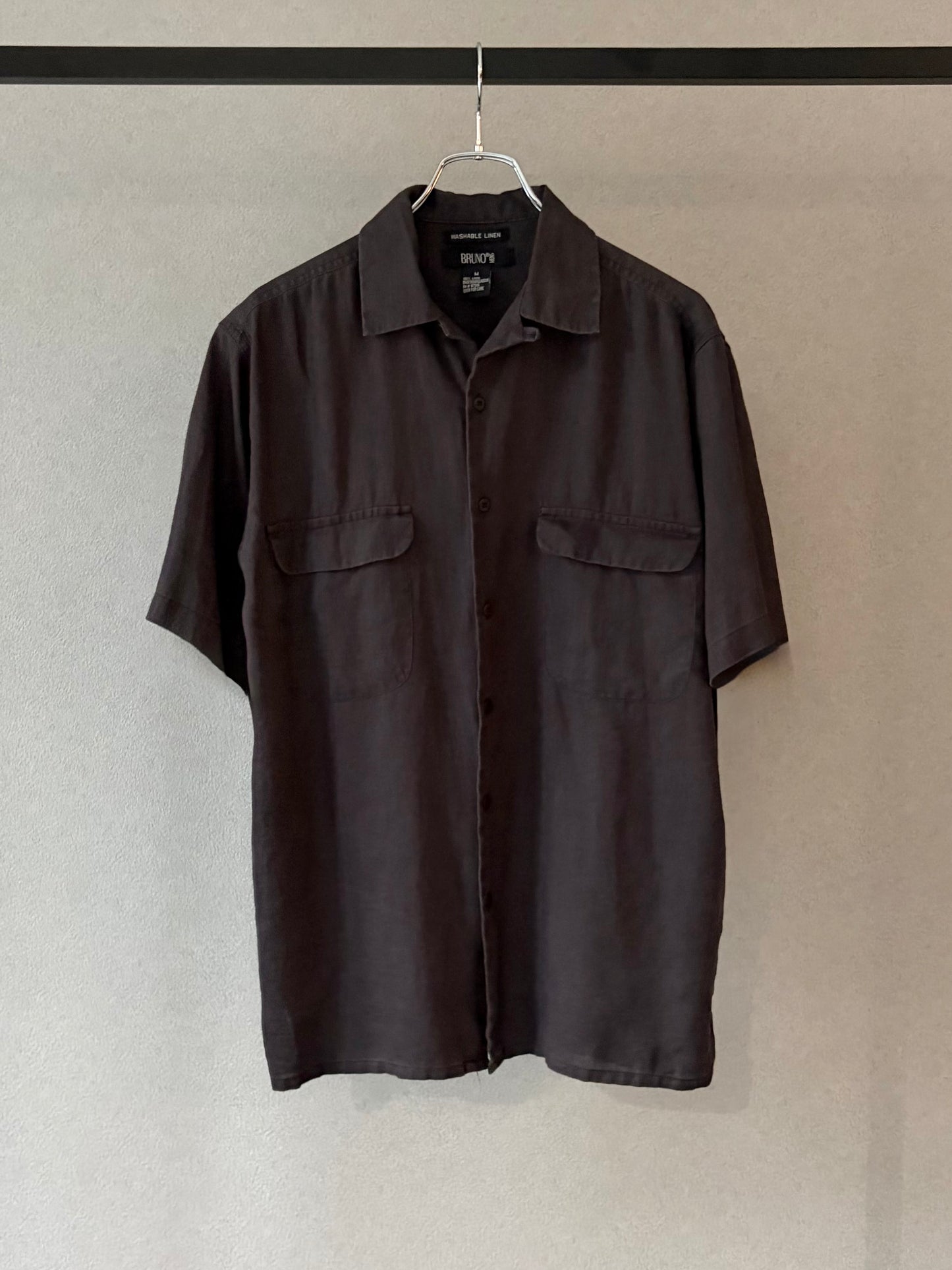 00's BRUNO linen open collar shirt