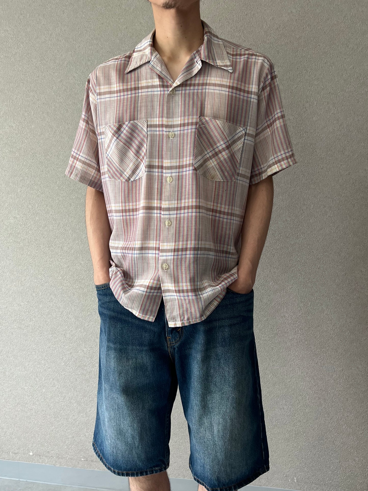 70's Bellcraft open collar shirt "Made in USA"