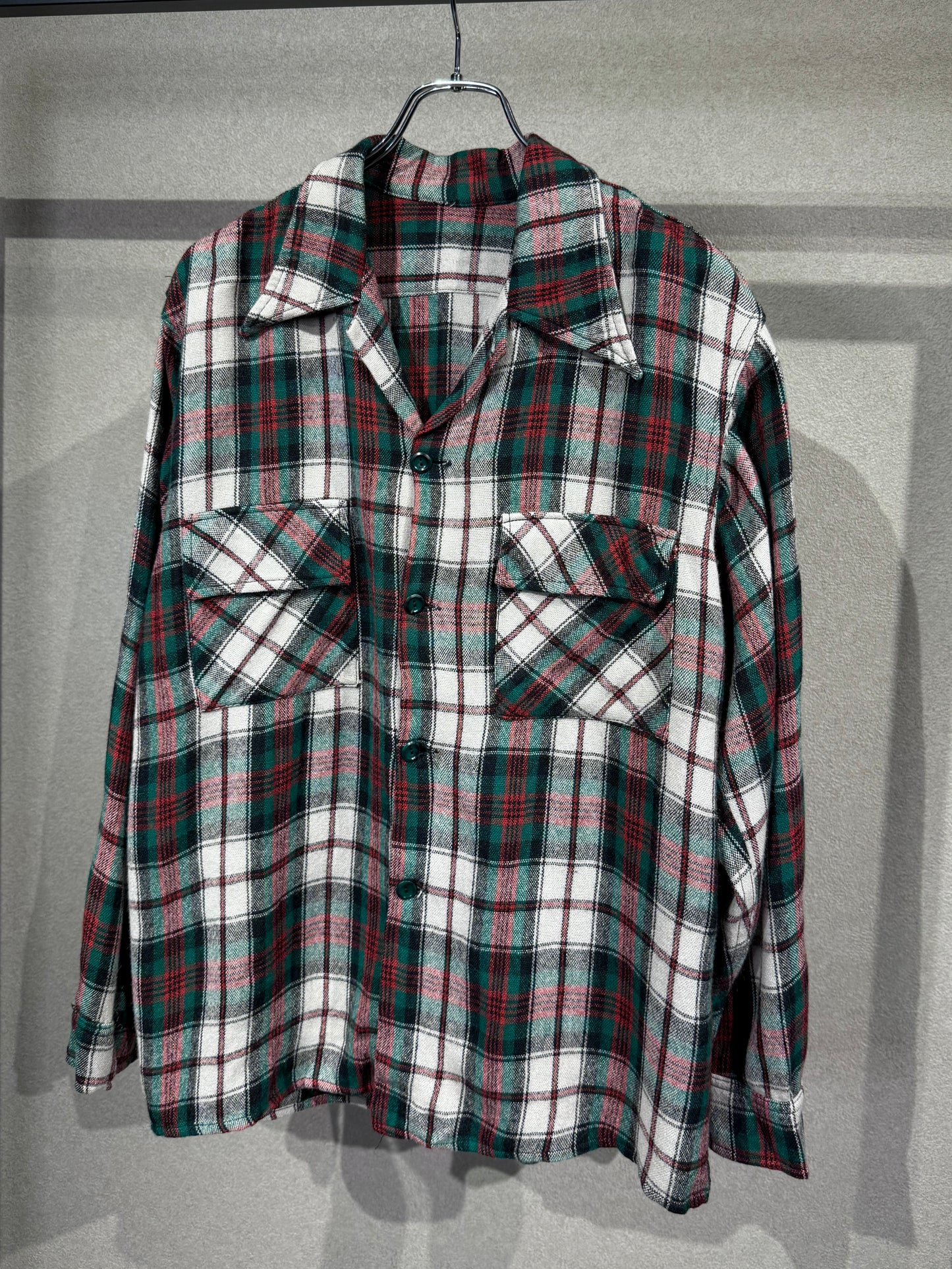 60's〜 VINTAGE open collar wool shirt