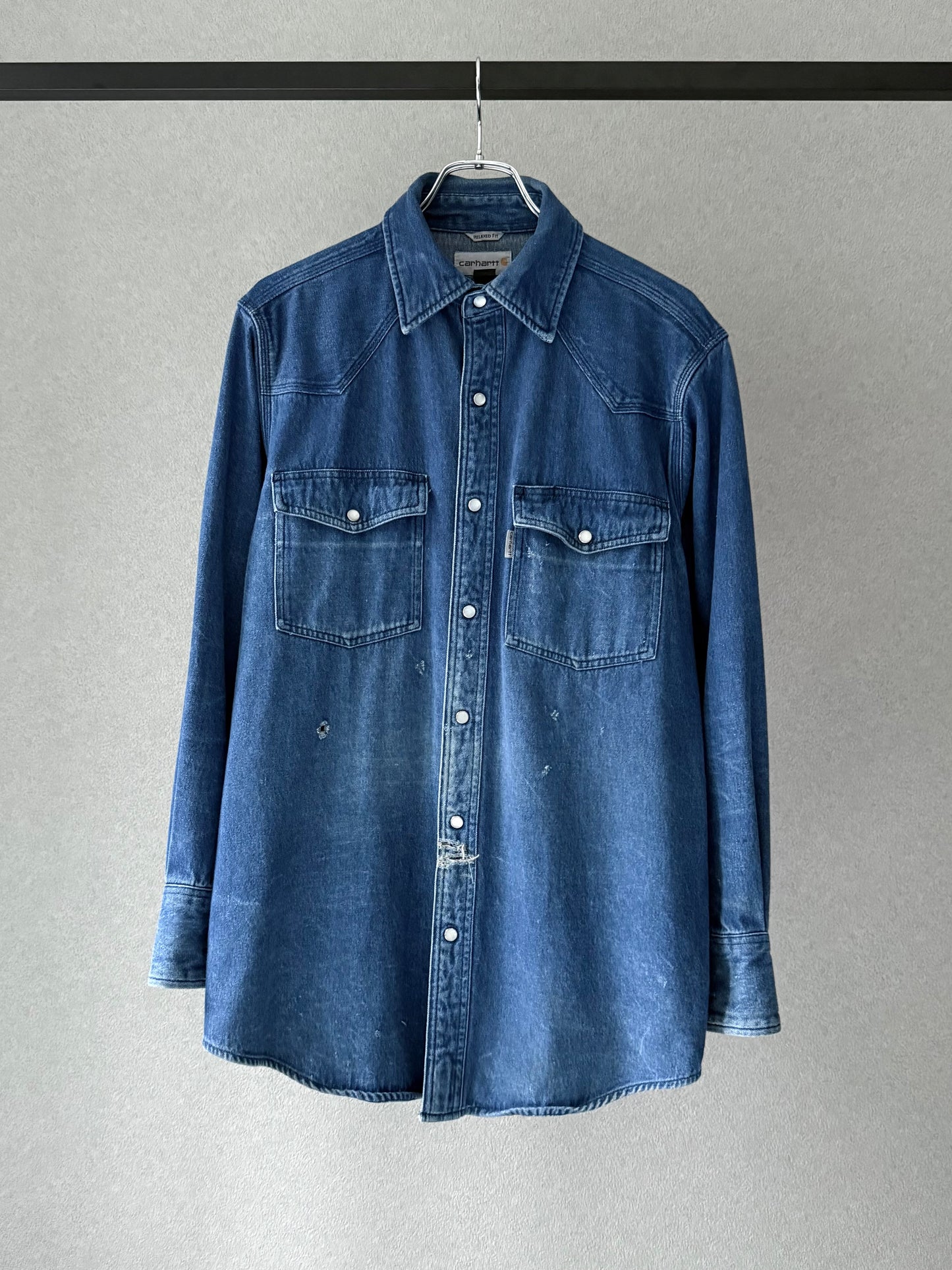 90's carhartt denim western shirt
