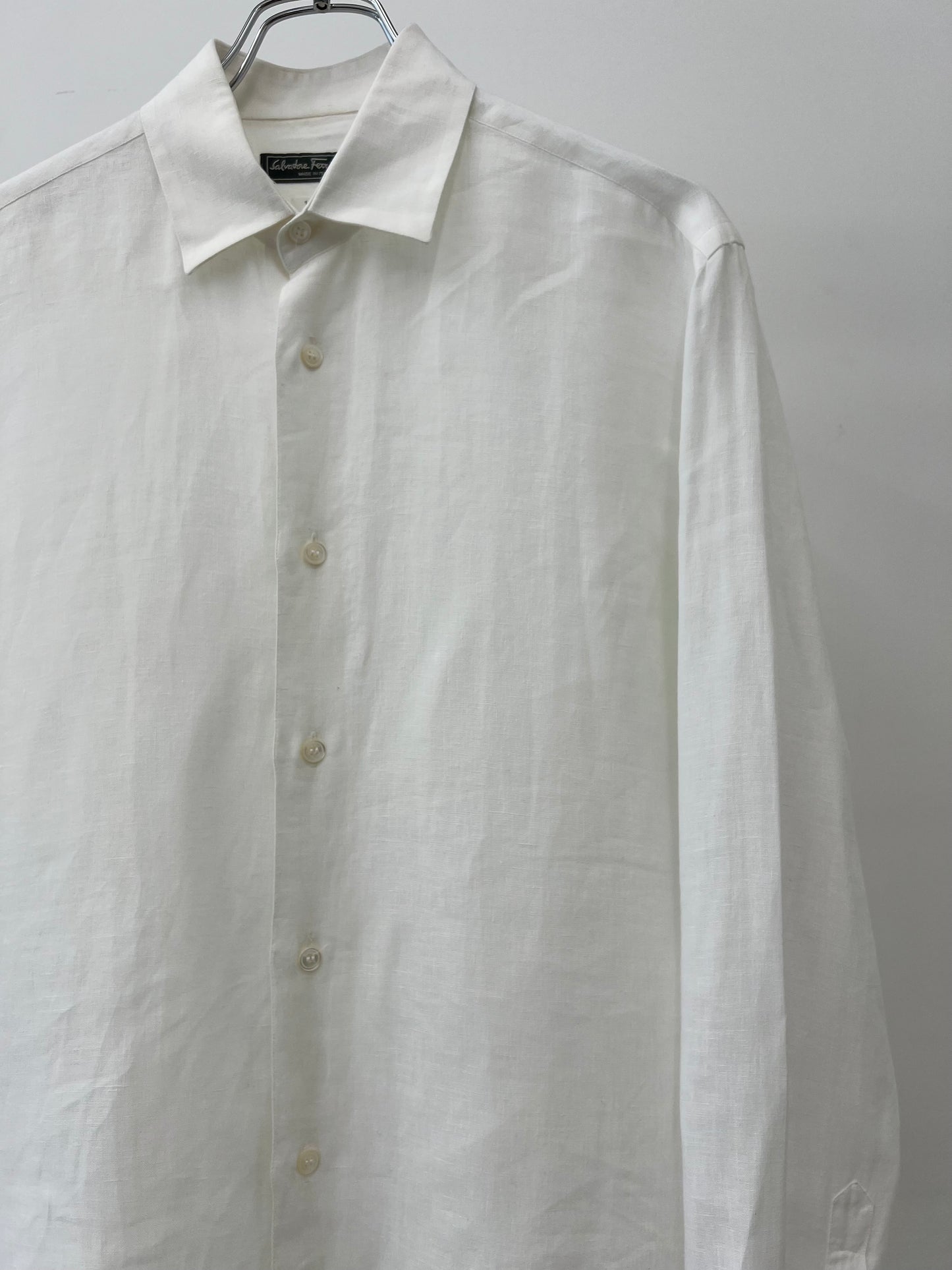 00's Salvatore Ferragamo linen shirt "Made in ITALY"