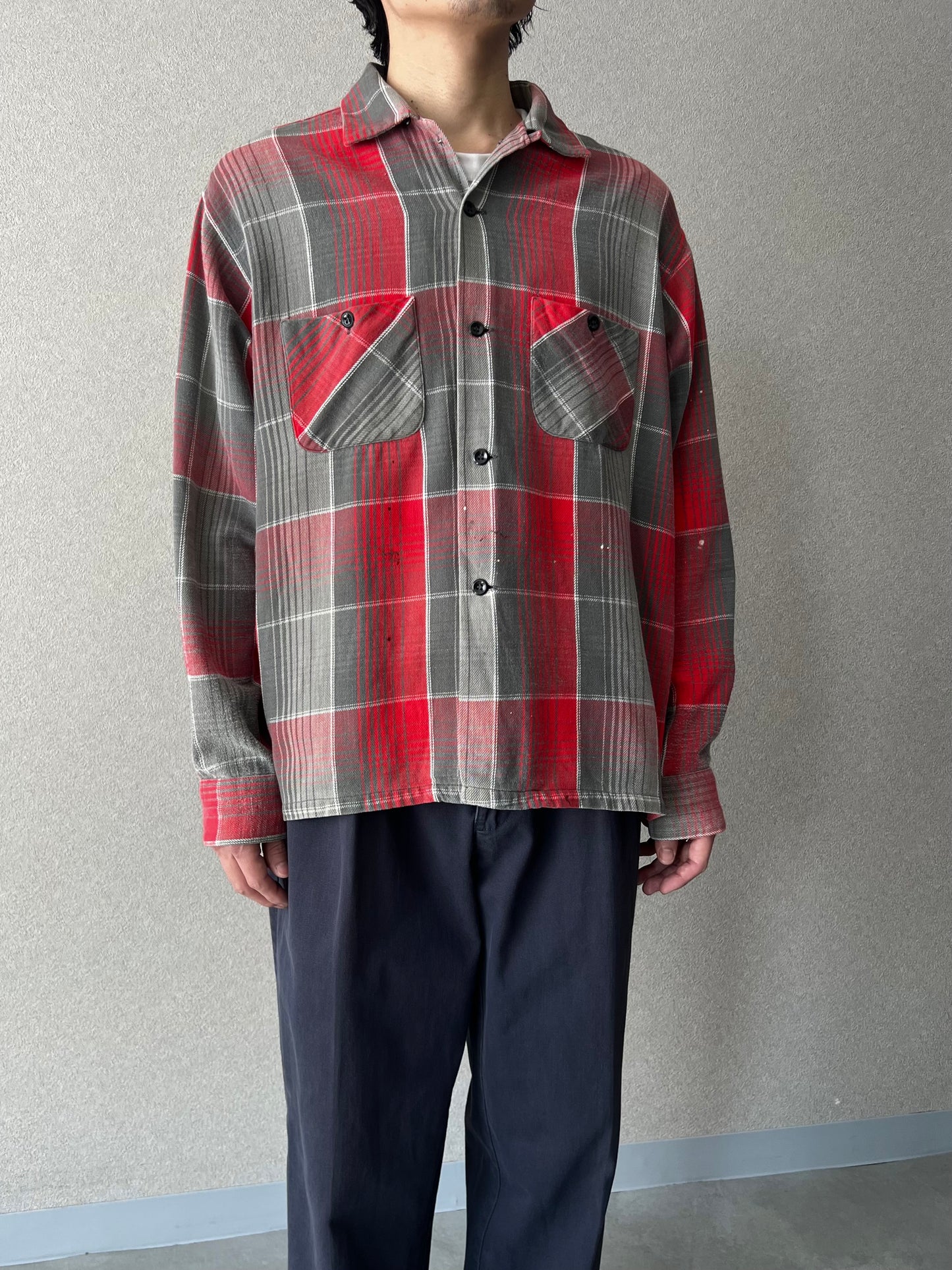 60's PILGRIM open collar flannel shirt