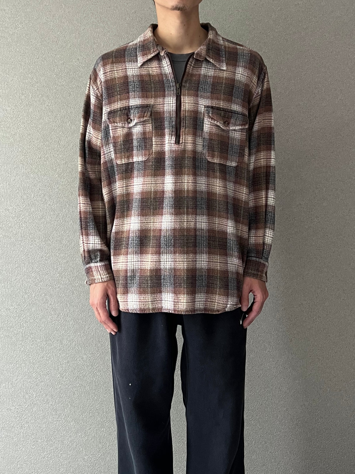 00's BASIC EDITIONS pullover flannel shirt