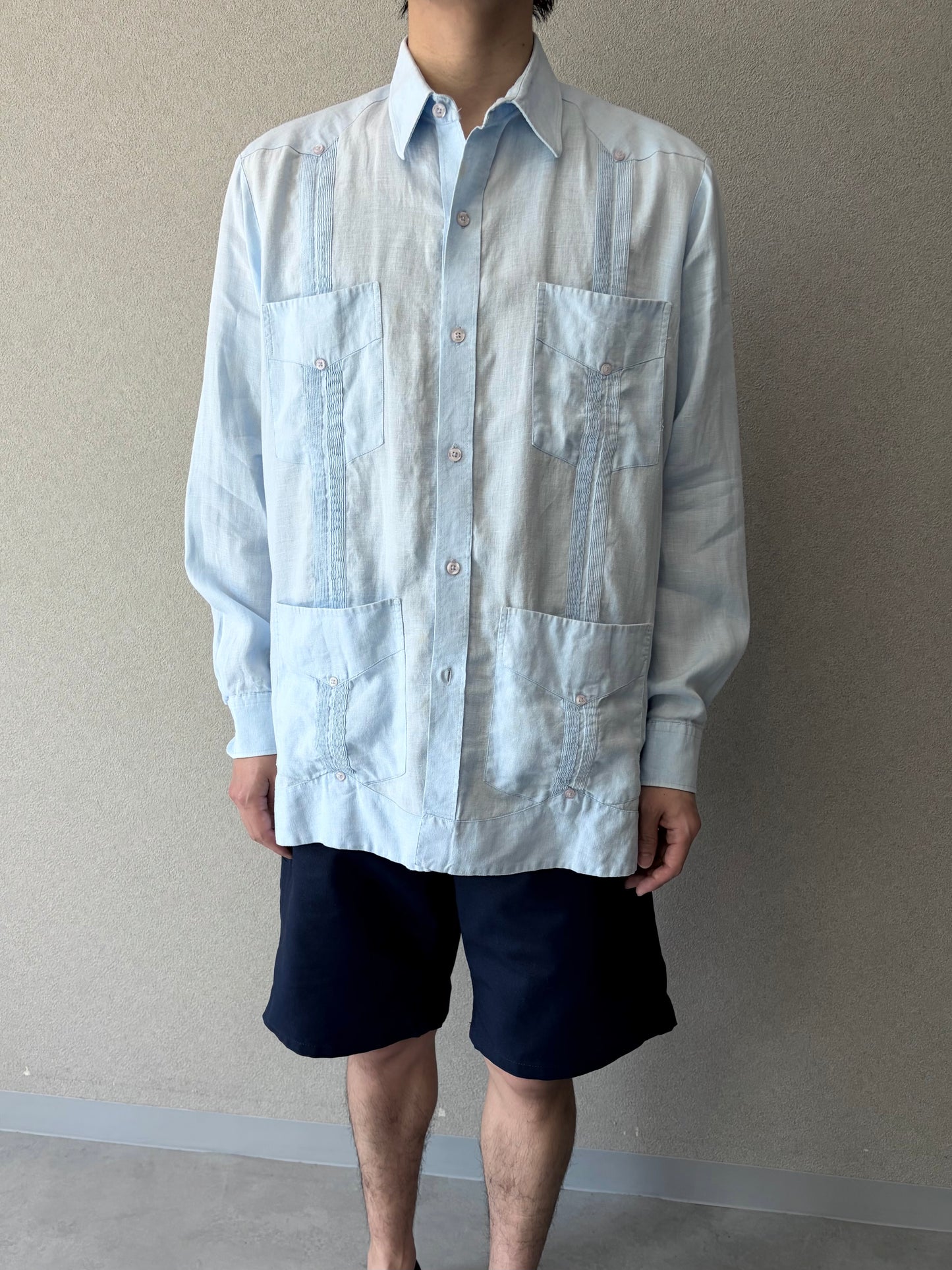 90's PANABRISA CORONA linen guayabera shirt
